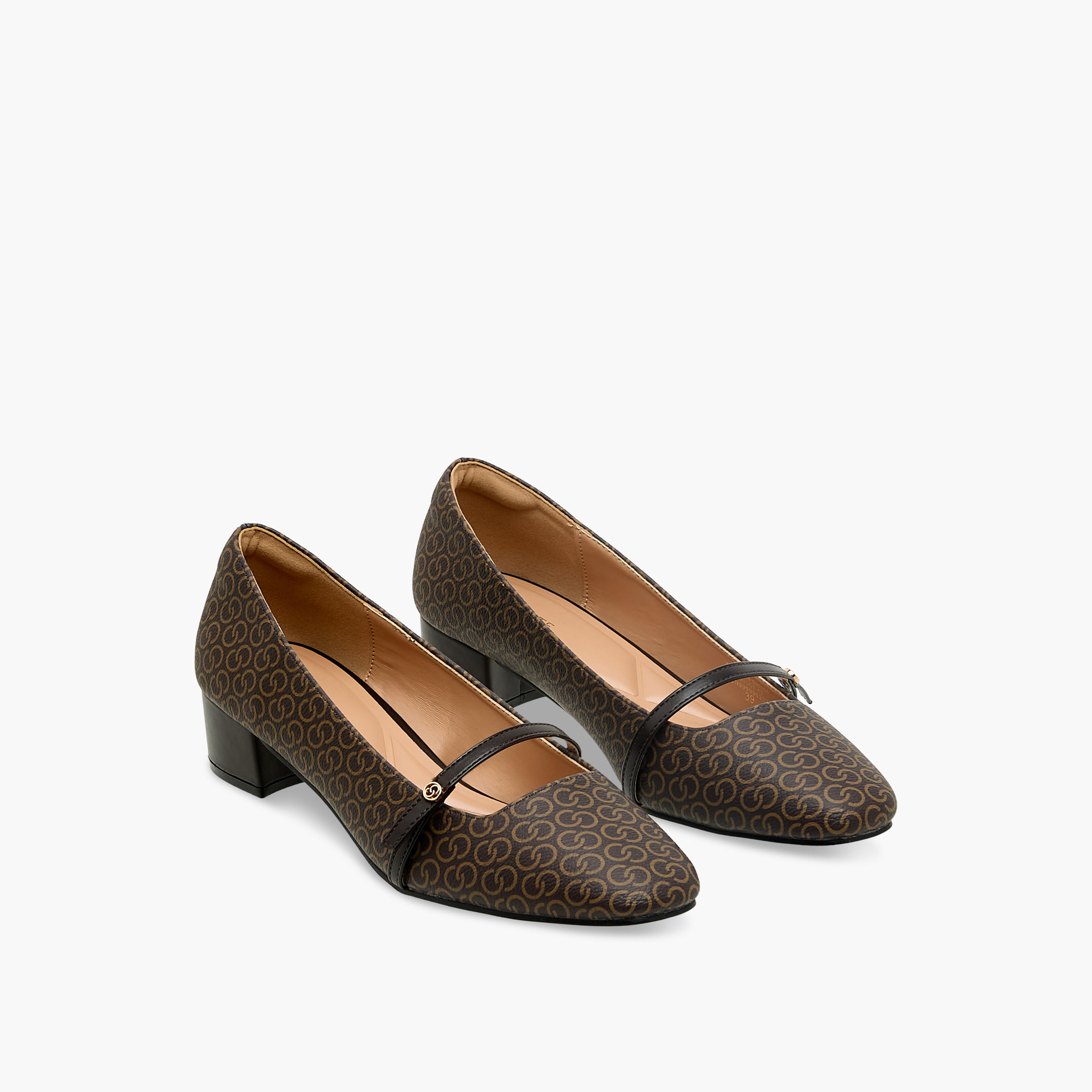 Celeste Women Monogram Print Block Heel Pumps-women-shoes-heels-image-1