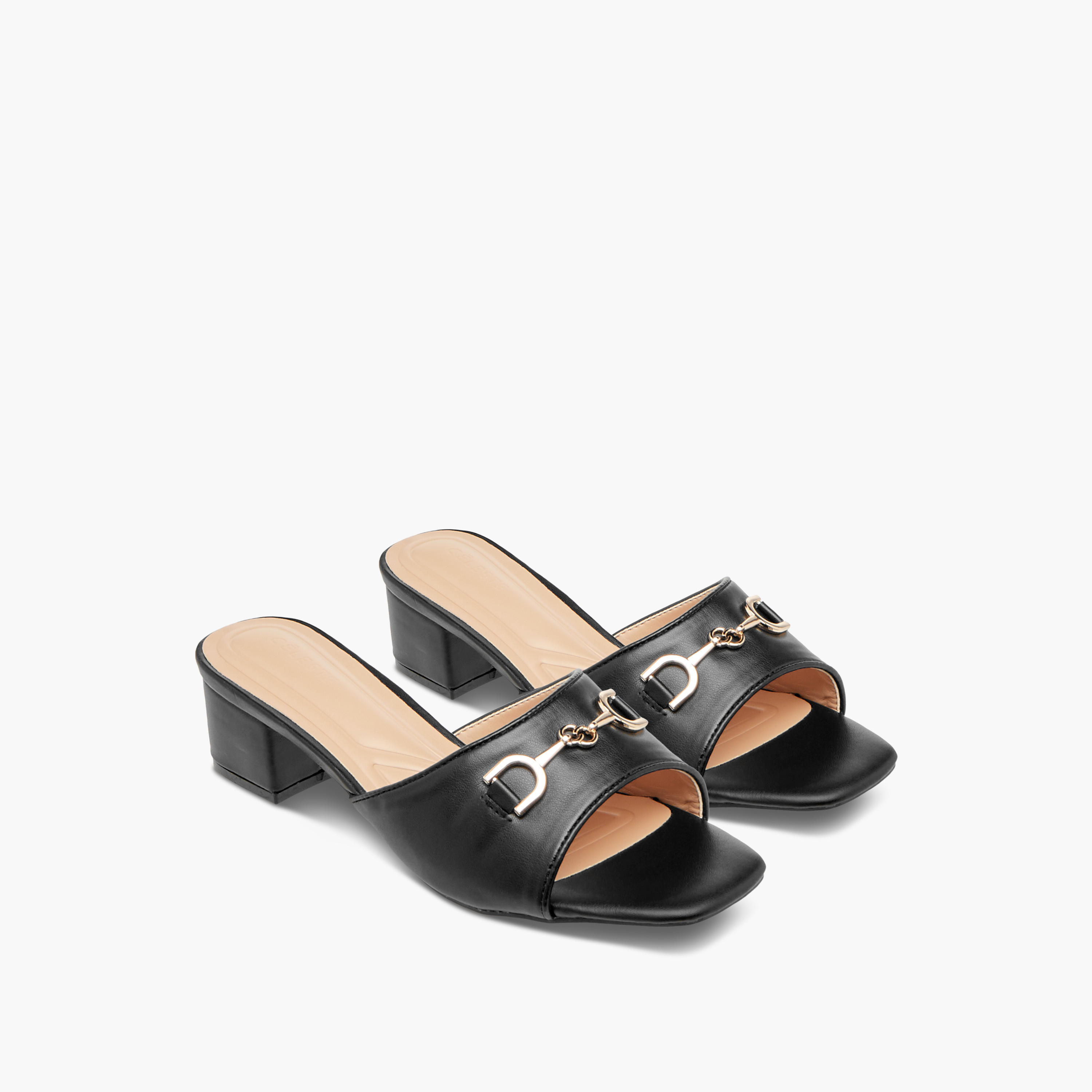 Celeste Women's Logo Accent Slip-On Sandals with Block Heels-women-shoes-sandals-heeled-image-1