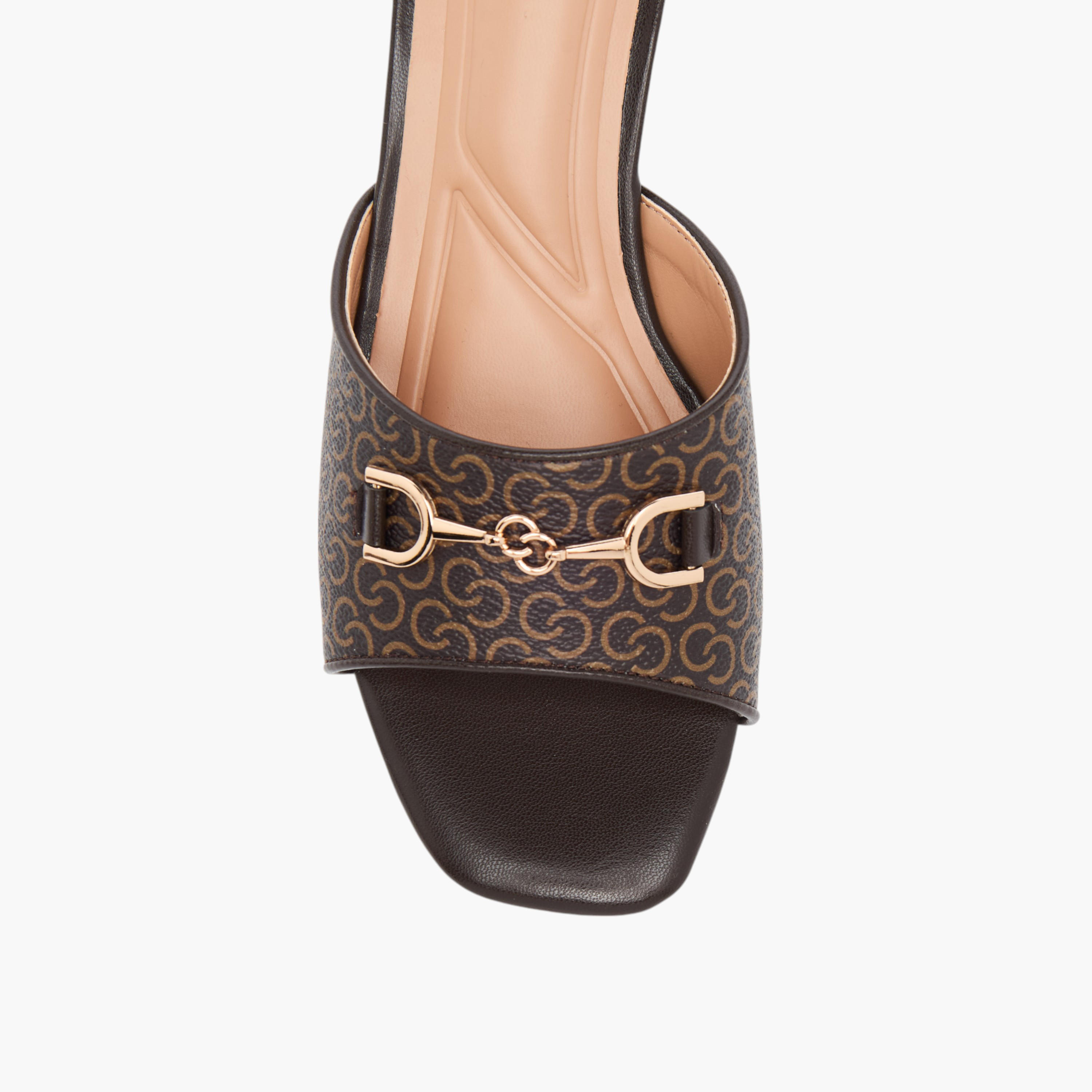 Celeste Women's Monogram Detail Slip-On Sandals with Block Heels-women-shoes-sandals-heeled-image-4