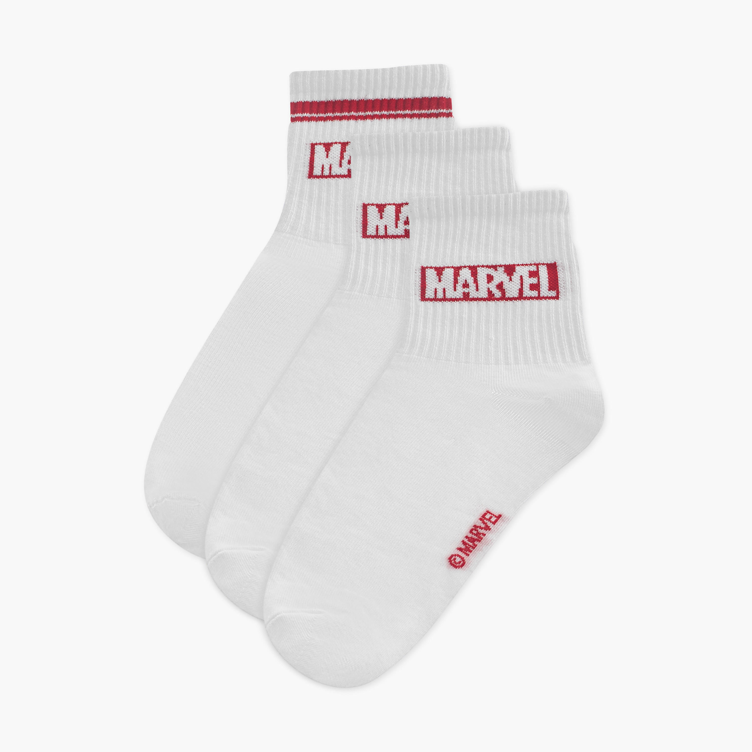 Marvel Print Crew Length Sports Socks - Set of 3-men-socks-image-1