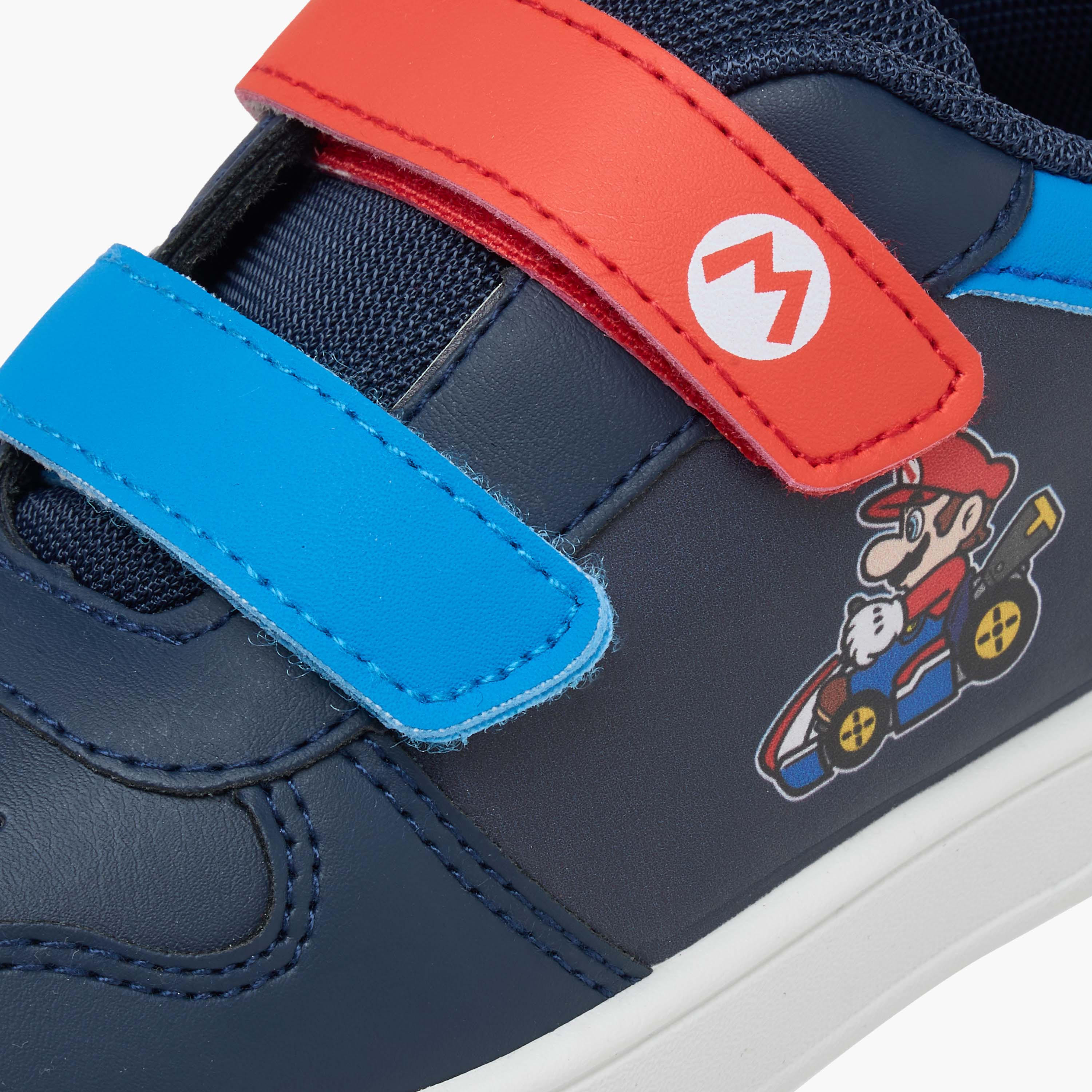 Super Mario Printed Sneakers with Hook and Loop Closure-boys-shoes-sneakers-image-4