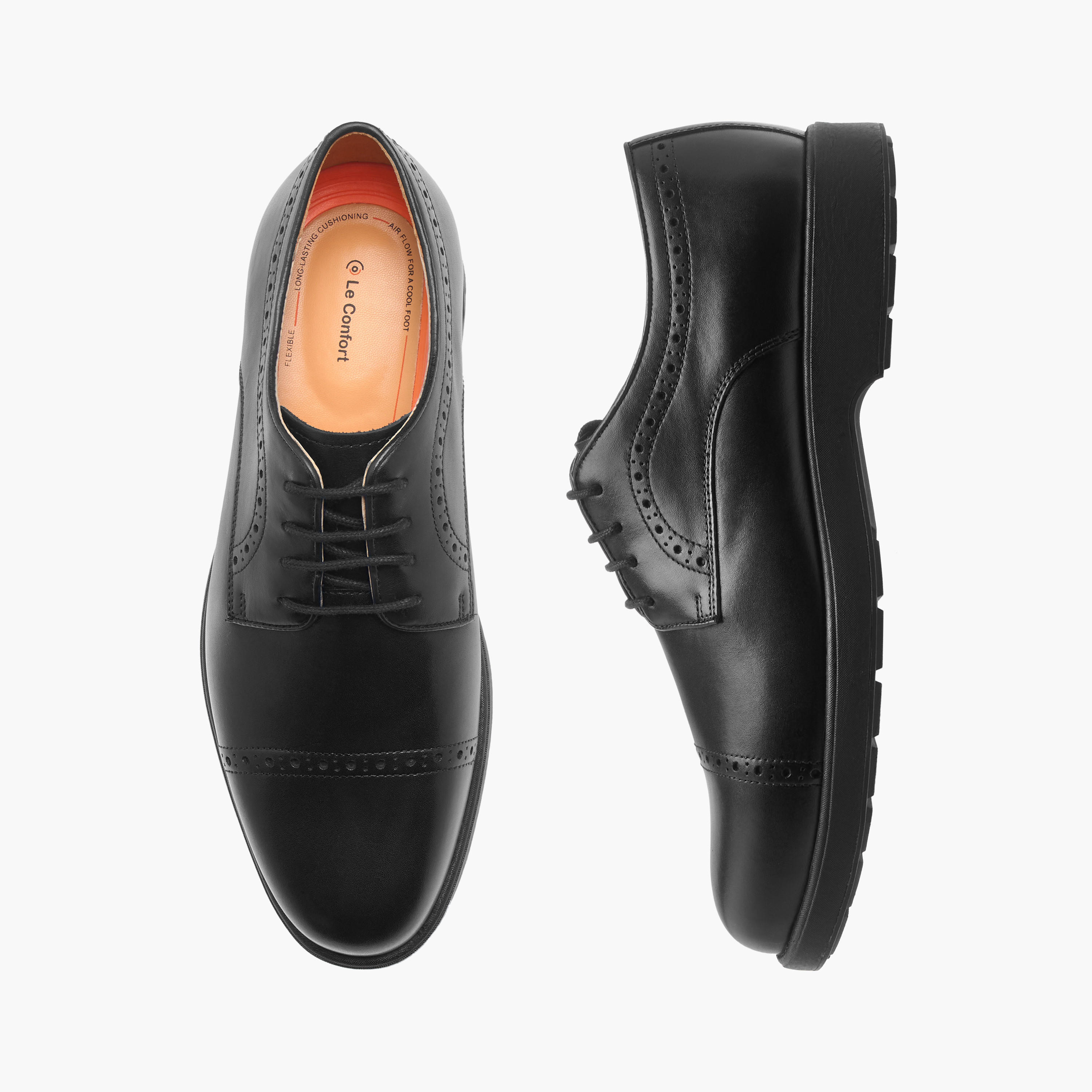 Le Confort Perforation Detail Leather Air Tech Derby Shoes with Lace-Up Closure-men-shoes-formalshoes-image-1