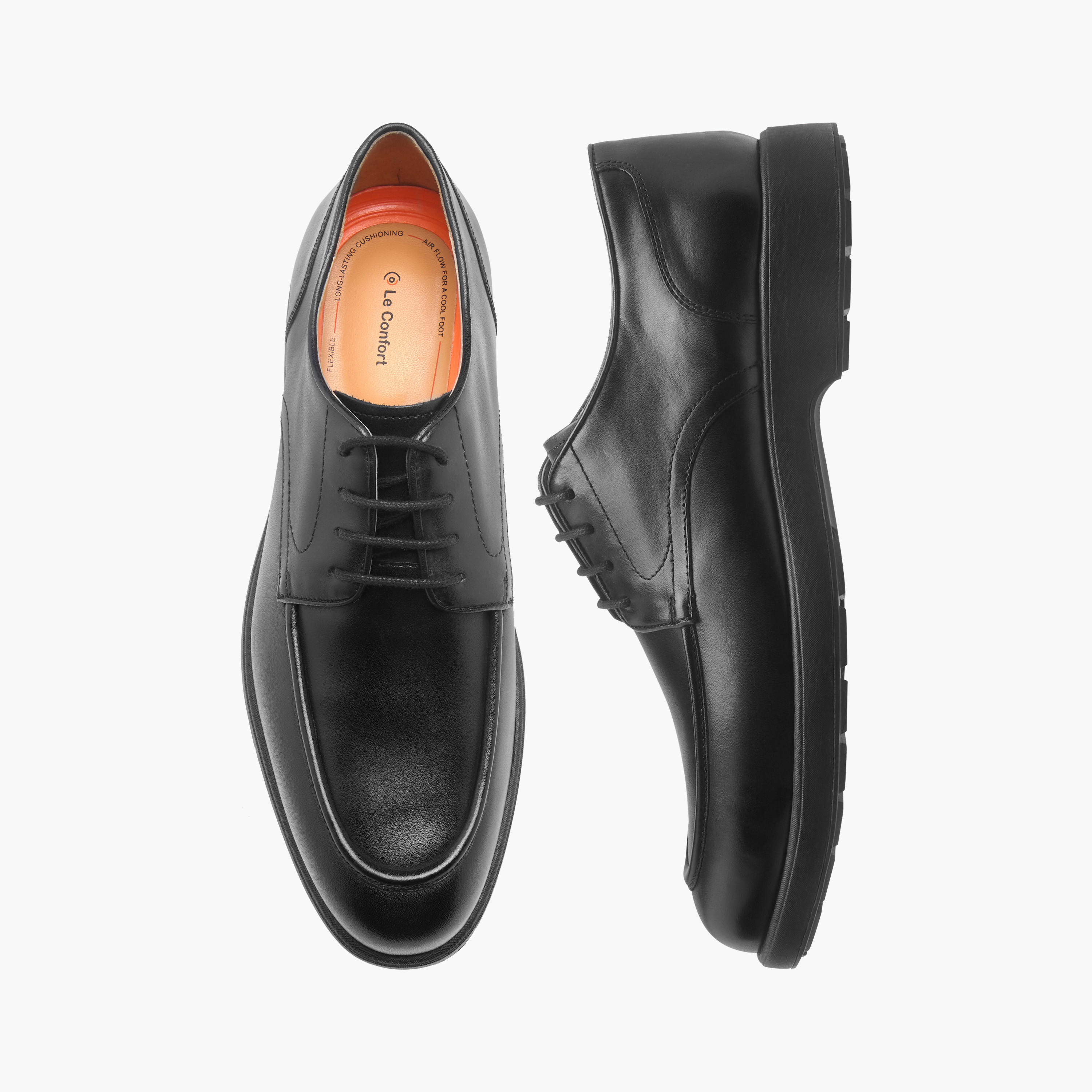 Le Confort Textured Leather Air Tech Derby Shoes with Lace-Up Closure-men-shoes-formalshoes-image-1