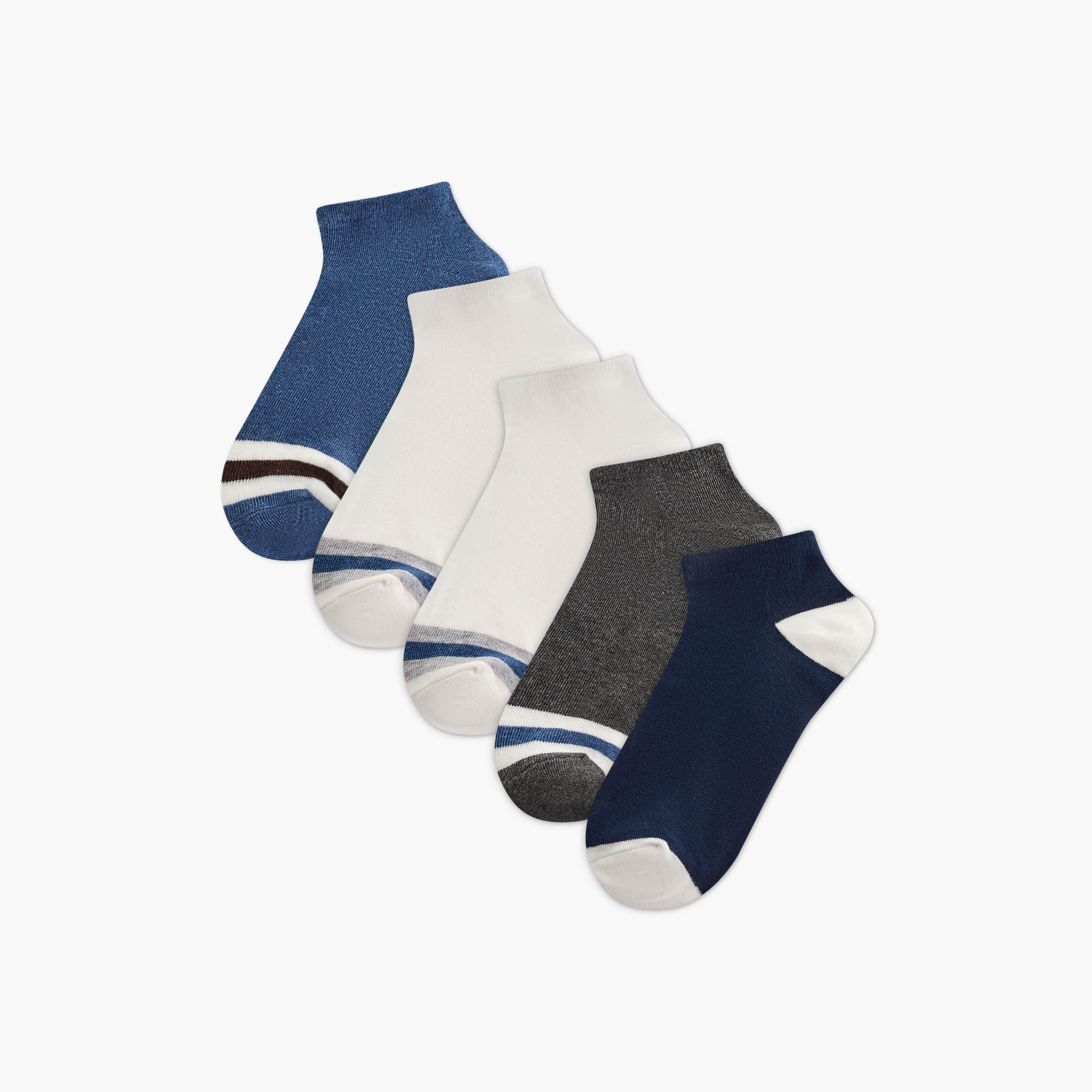Gloo Assorted Non Terry Ankle Length Socks - Set of 5-men-socks-image-1