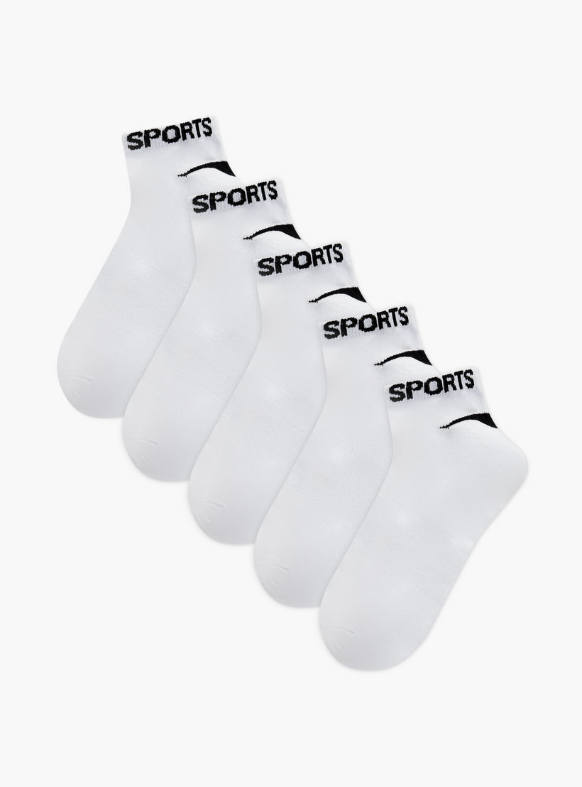 طقم جوارب بطول الكاحل 5 أزواج بطبعات شعار من جلو-men-socks-image-1