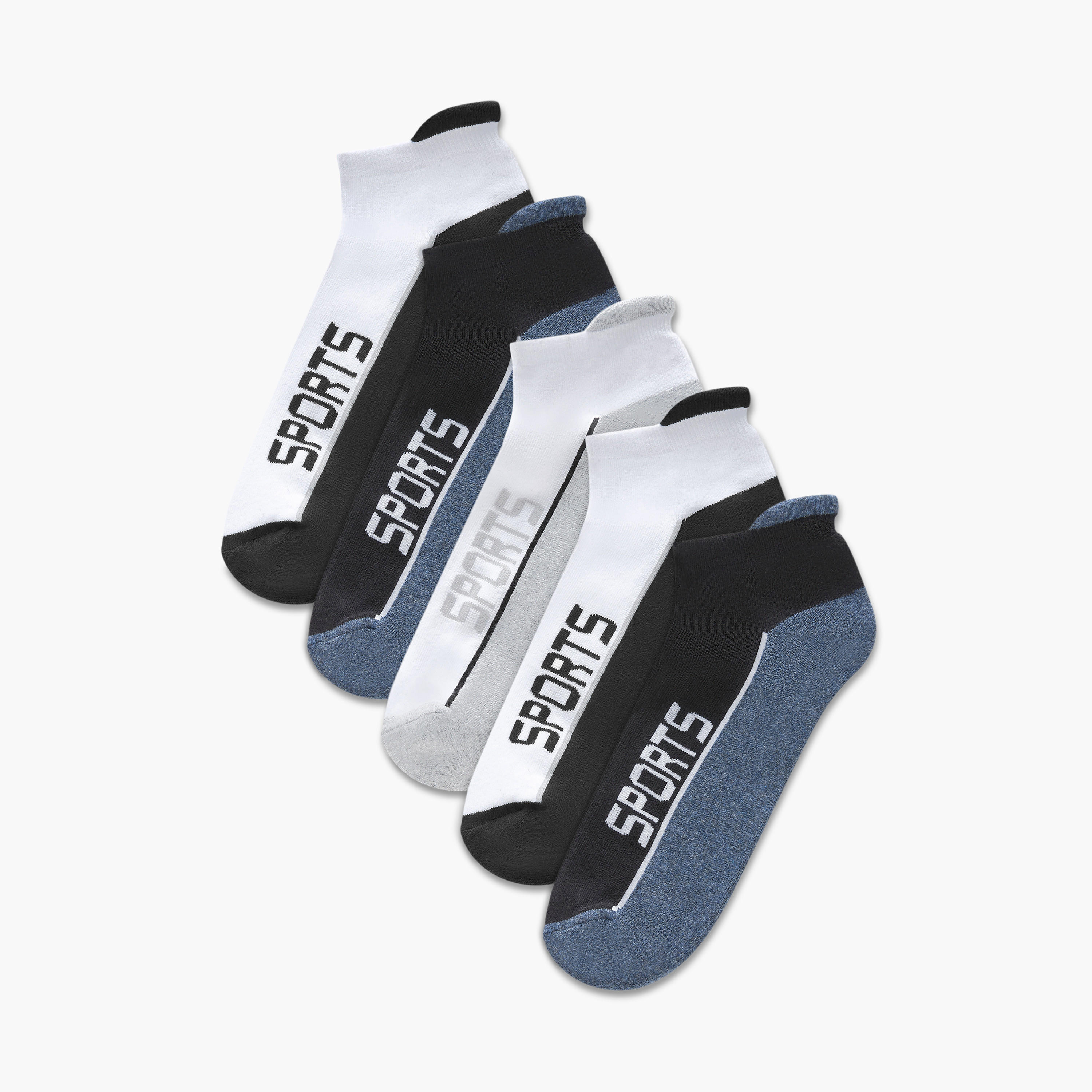 جوارب مبطنة قوالب ملونة بطول الكاحل من جلو - طقم من 5 أزواج-men-socks-image-1