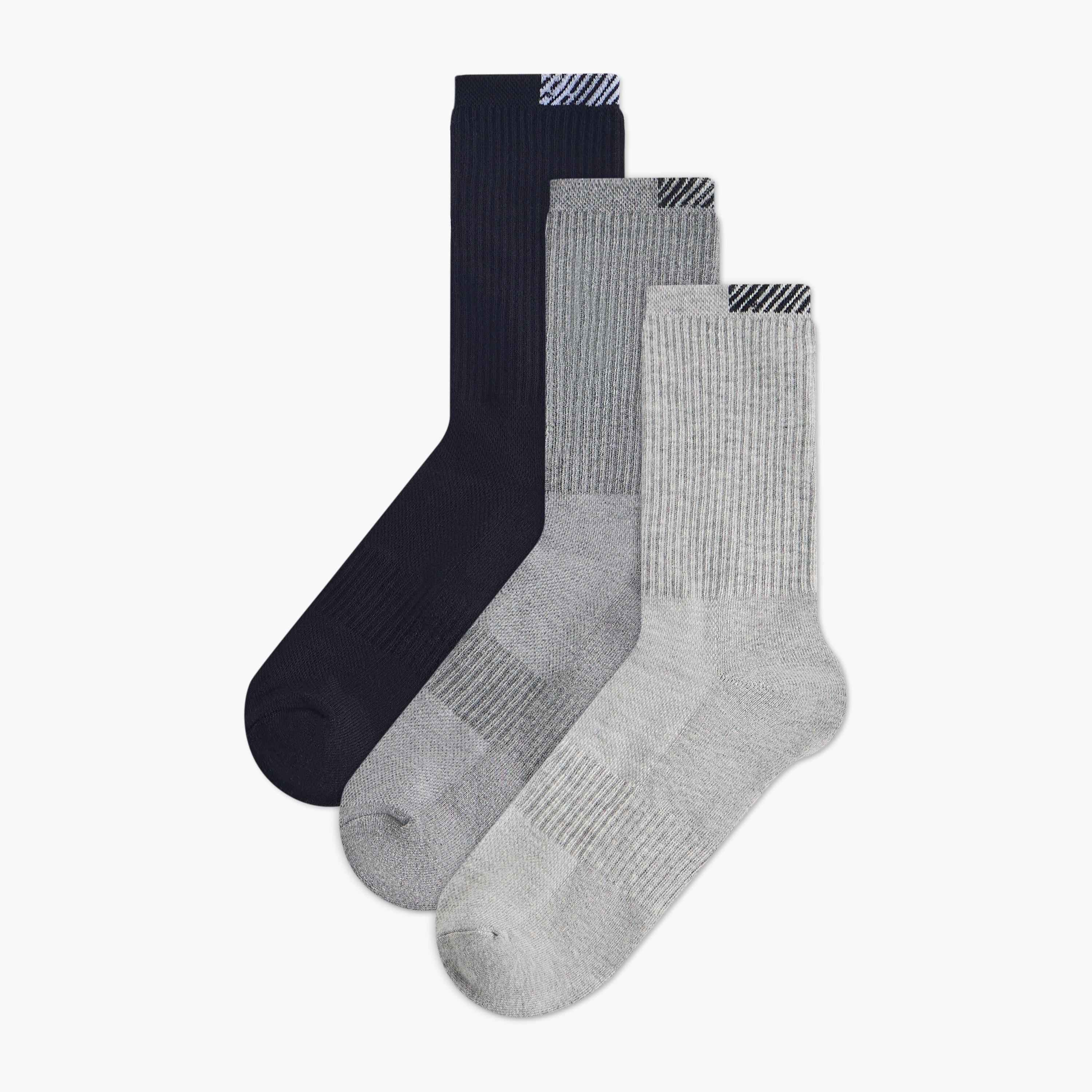 Gloo Ribbed Crew Length Cushioned Socks - Set of 3-men-socks-image-1