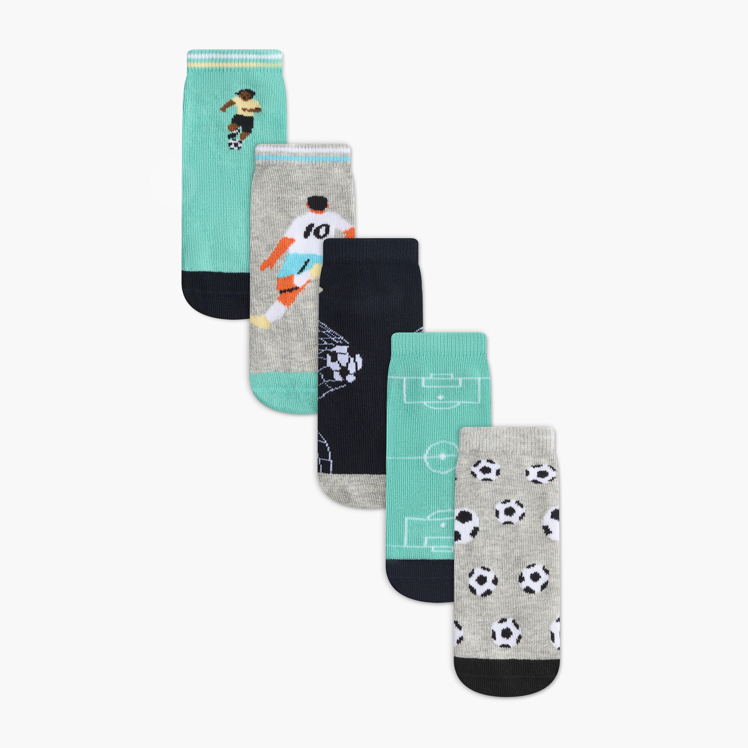 طقم جوارب 5 أزواج بطول الكاحل وبطبعات من جونيورز-girls-accessories-socks-image-1