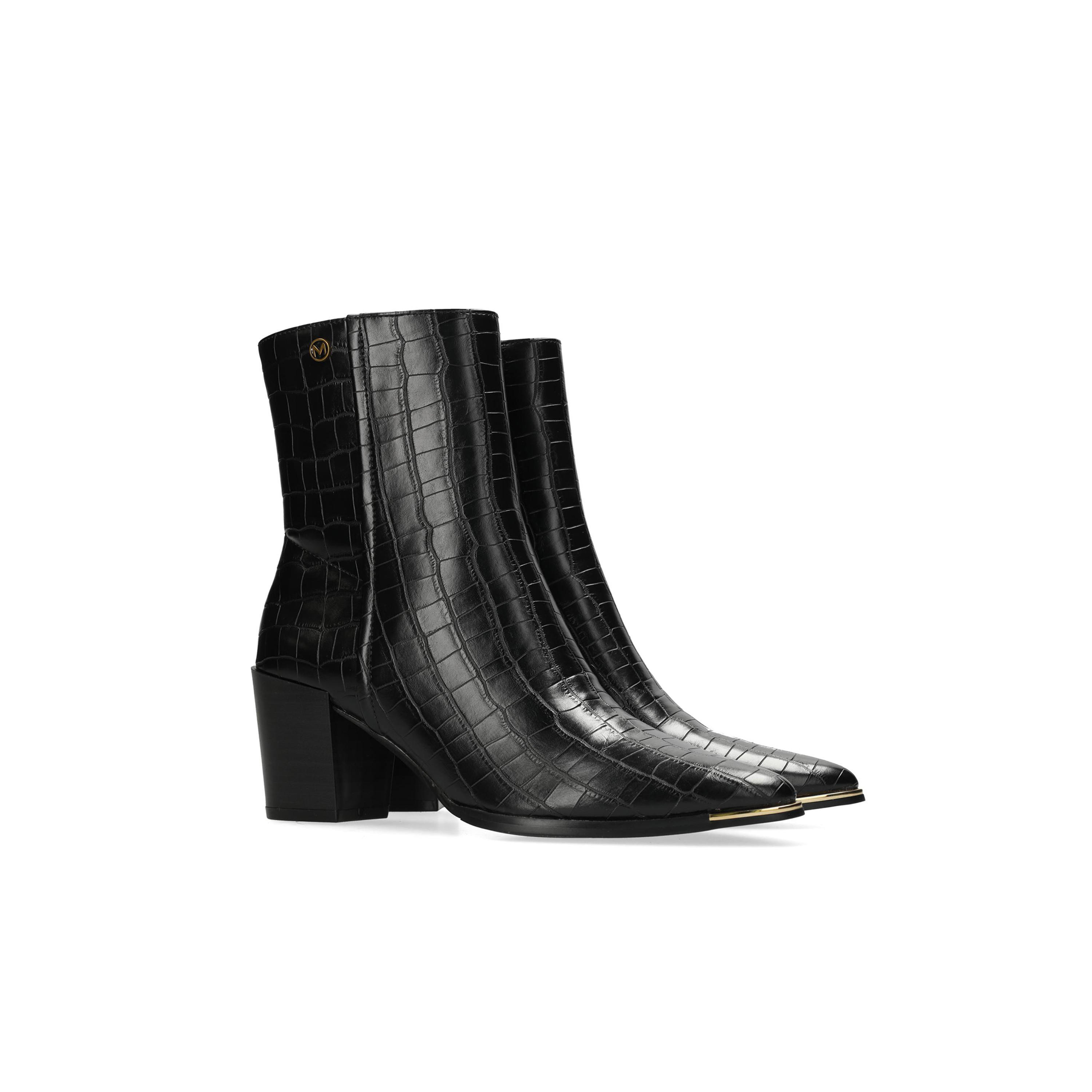 Mexx Textured Ankle Boots with Block Heels and Zip Closure-women-shoes-boots-image-1