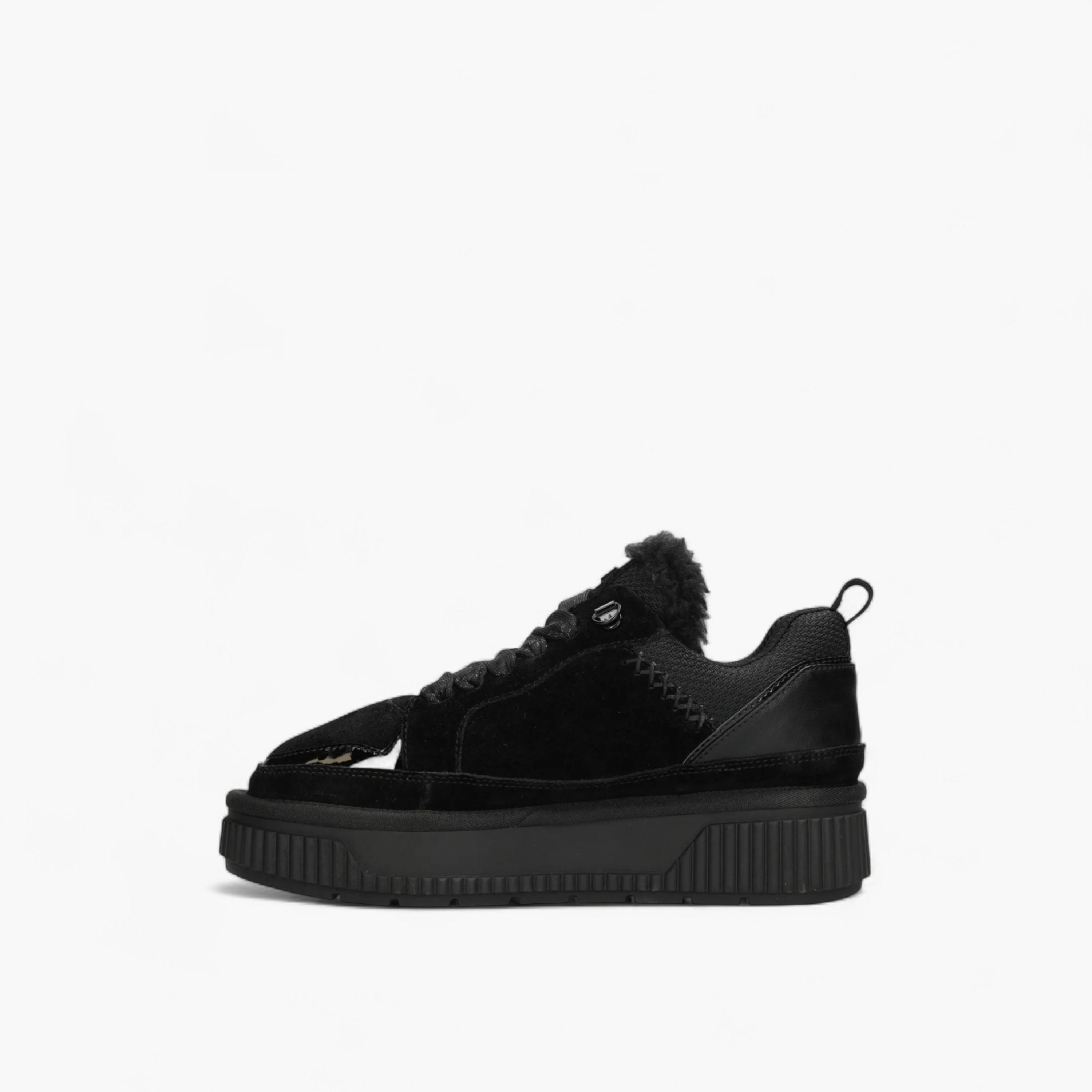 Mexx Panelled Lace-Up Sneakers with Faux Fur Trim-women-shoes-sneakers-image-4