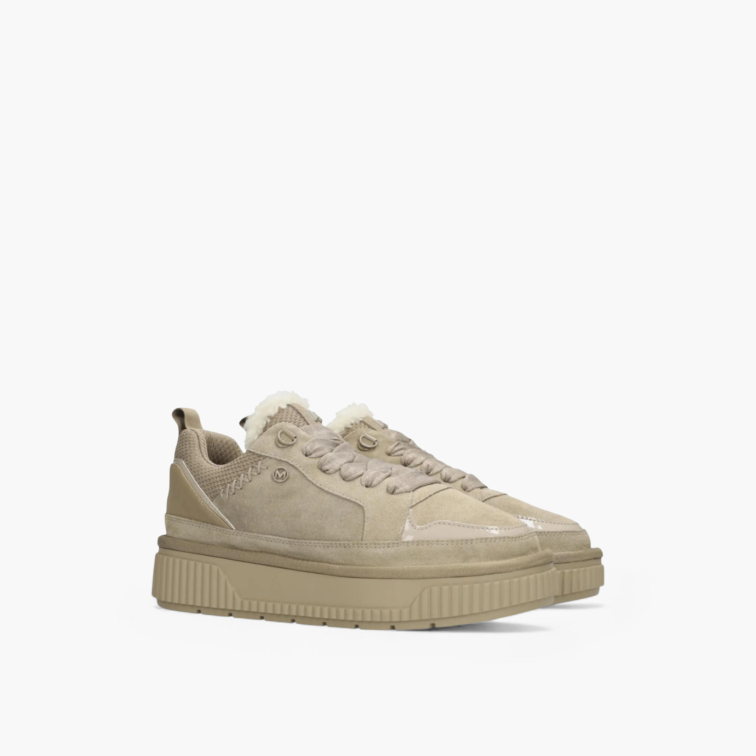 Mexx Panelled Lace-Up Sneakers with Faux Fur Trim-women-shoes-sneakers-image-1