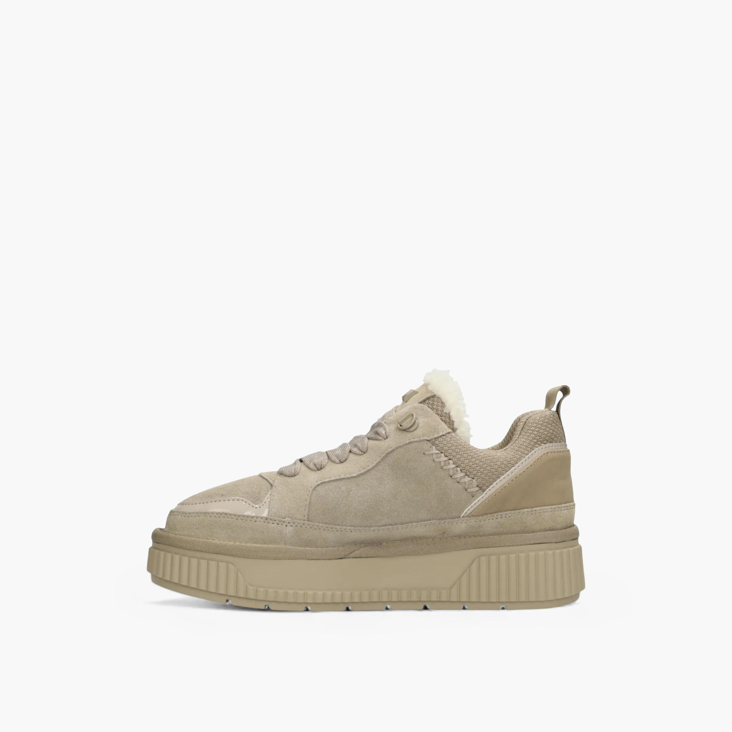 Mexx Panelled Lace-Up Sneakers with Faux Fur Trim-women-shoes-sneakers-image-4