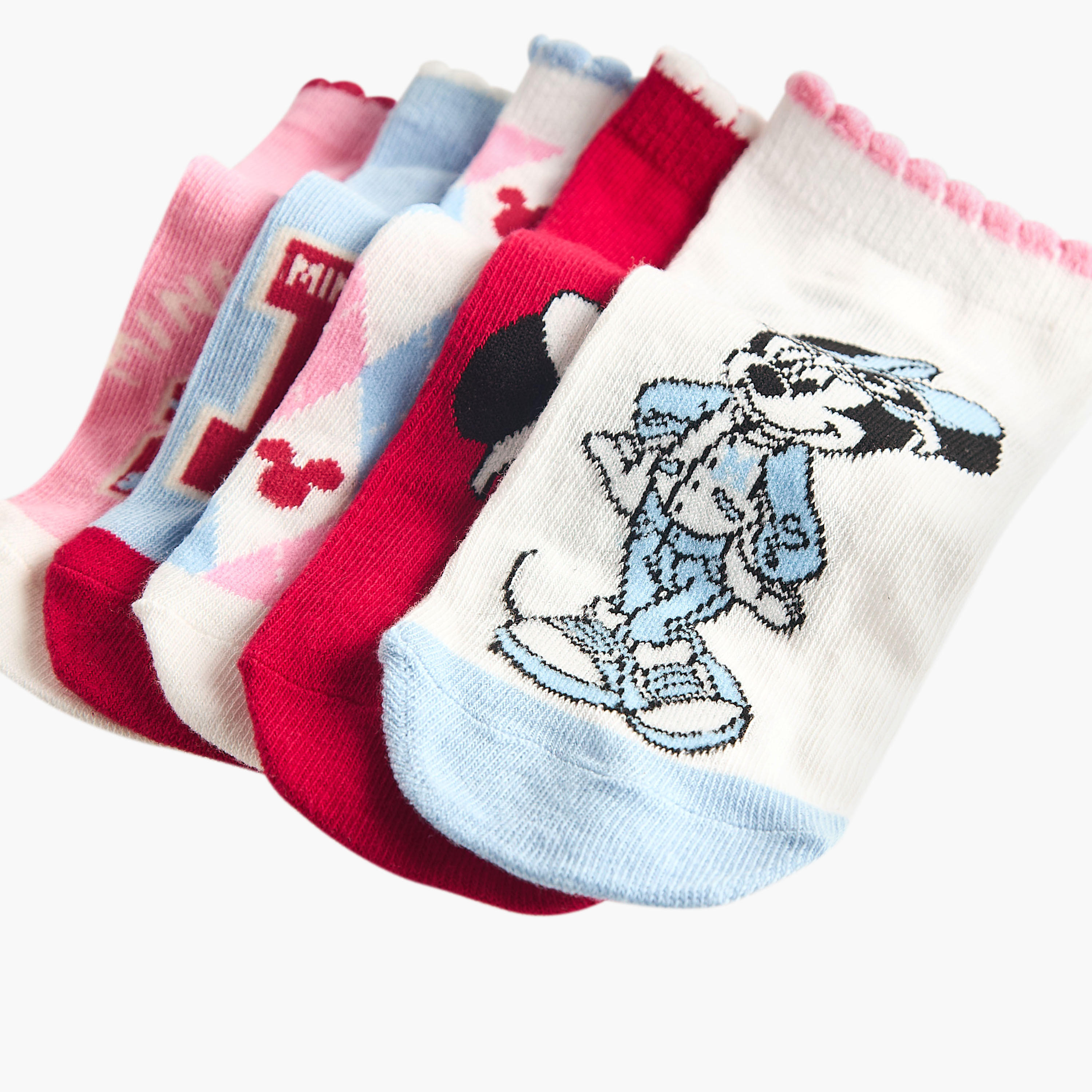 Pack of 5 Disney Girls Socks Ankle Length Minnie Mouse Print-girls-accessories-socks-image-3