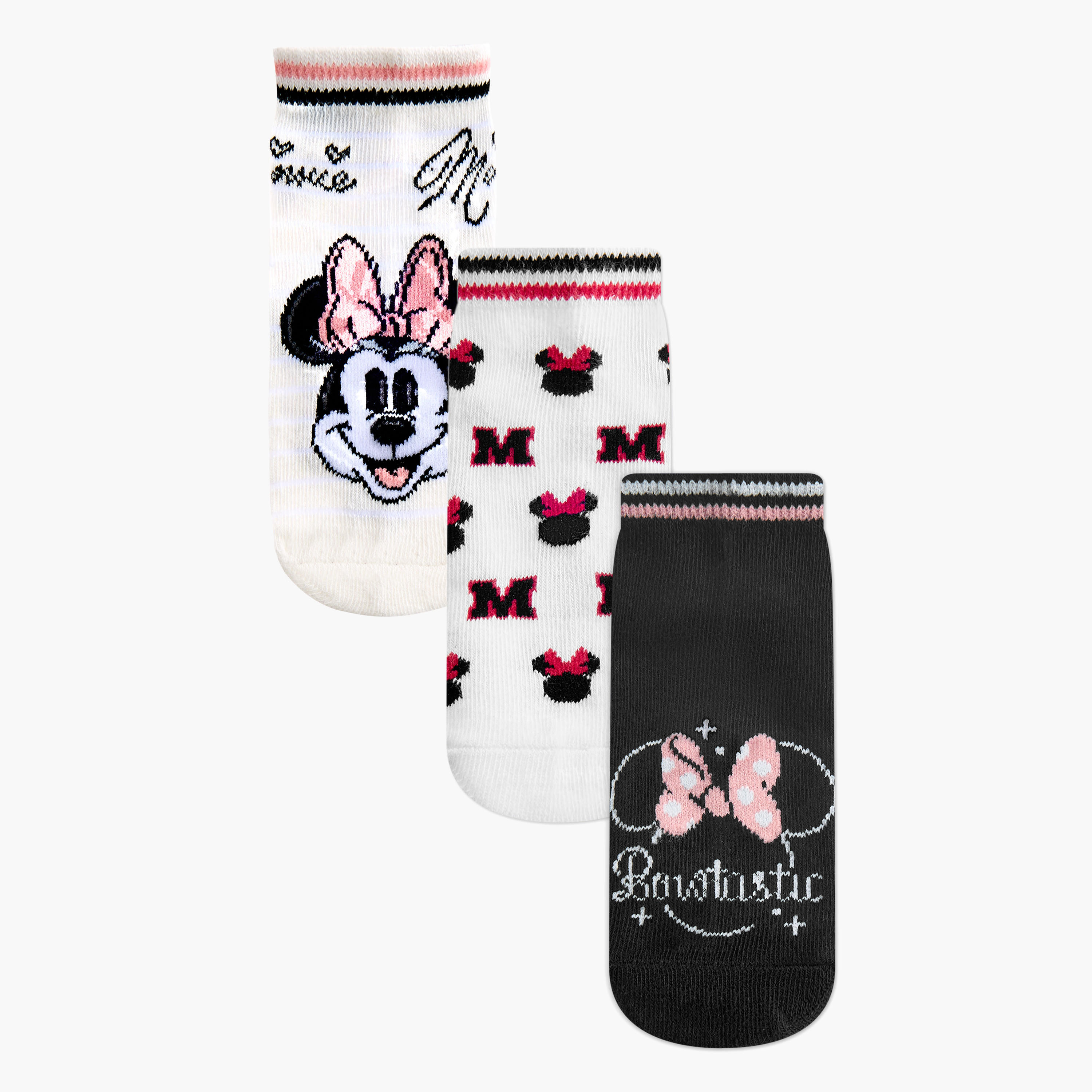 طقم جوارب طول الكاحل 3 أزواج بطبعات ميني ماوس من ديزني-girls-accessories-socks-image-1