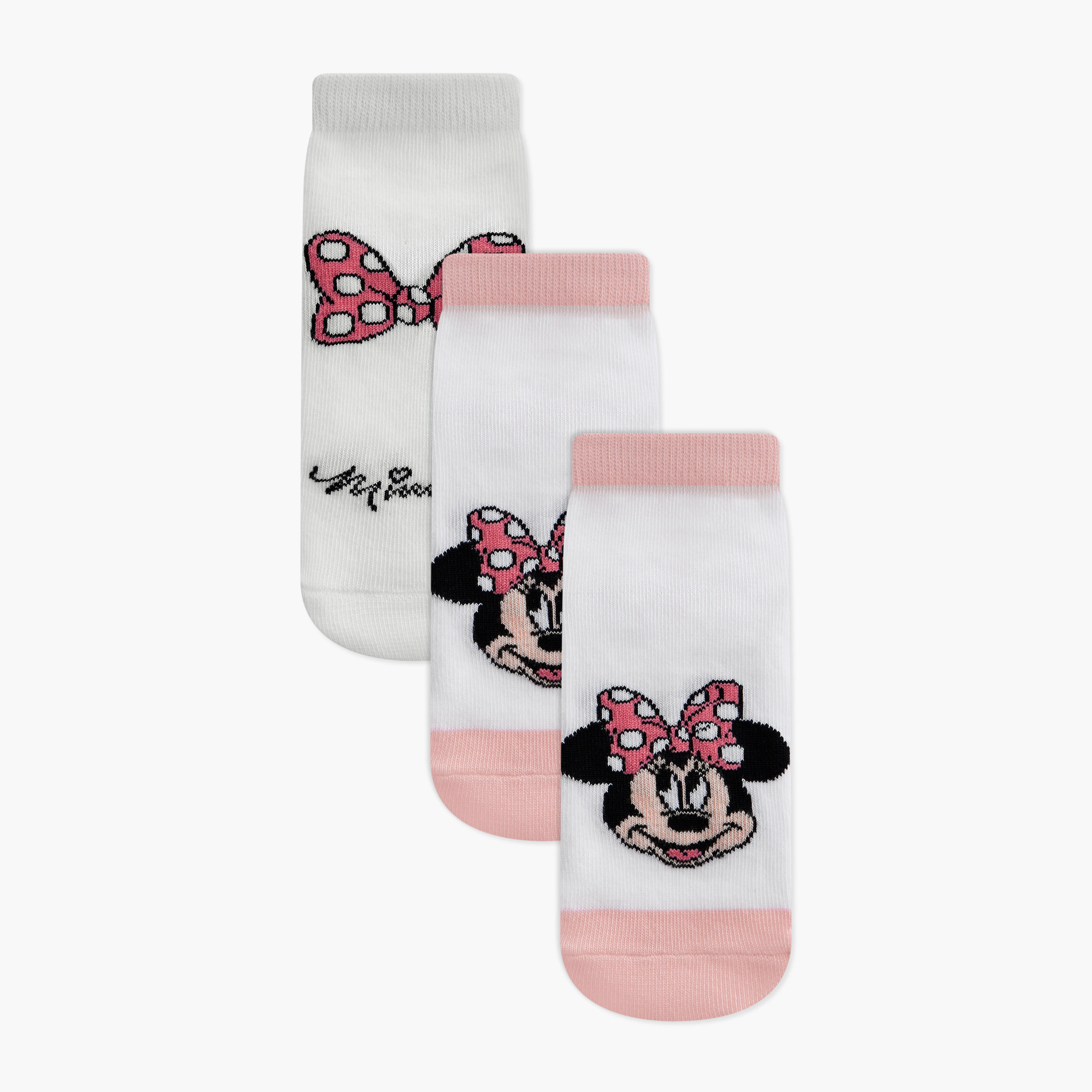 Disney Minnie Mouse Detail Ankle Length Socks - Set of 3-girls-accessories-socks-image-1