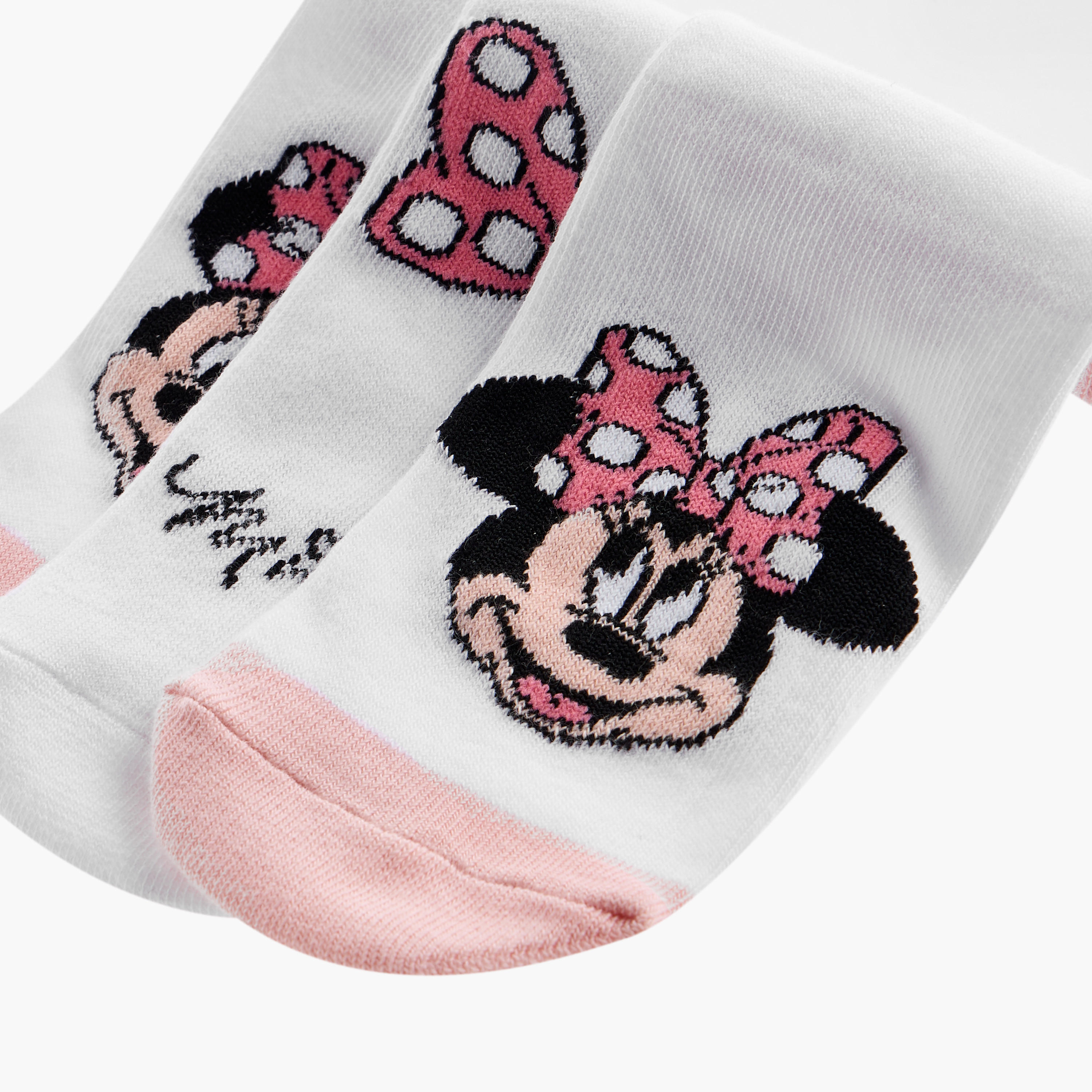 Disney Minnie Mouse Detail Ankle Length Socks - Set of 3-girls-accessories-socks-image-4