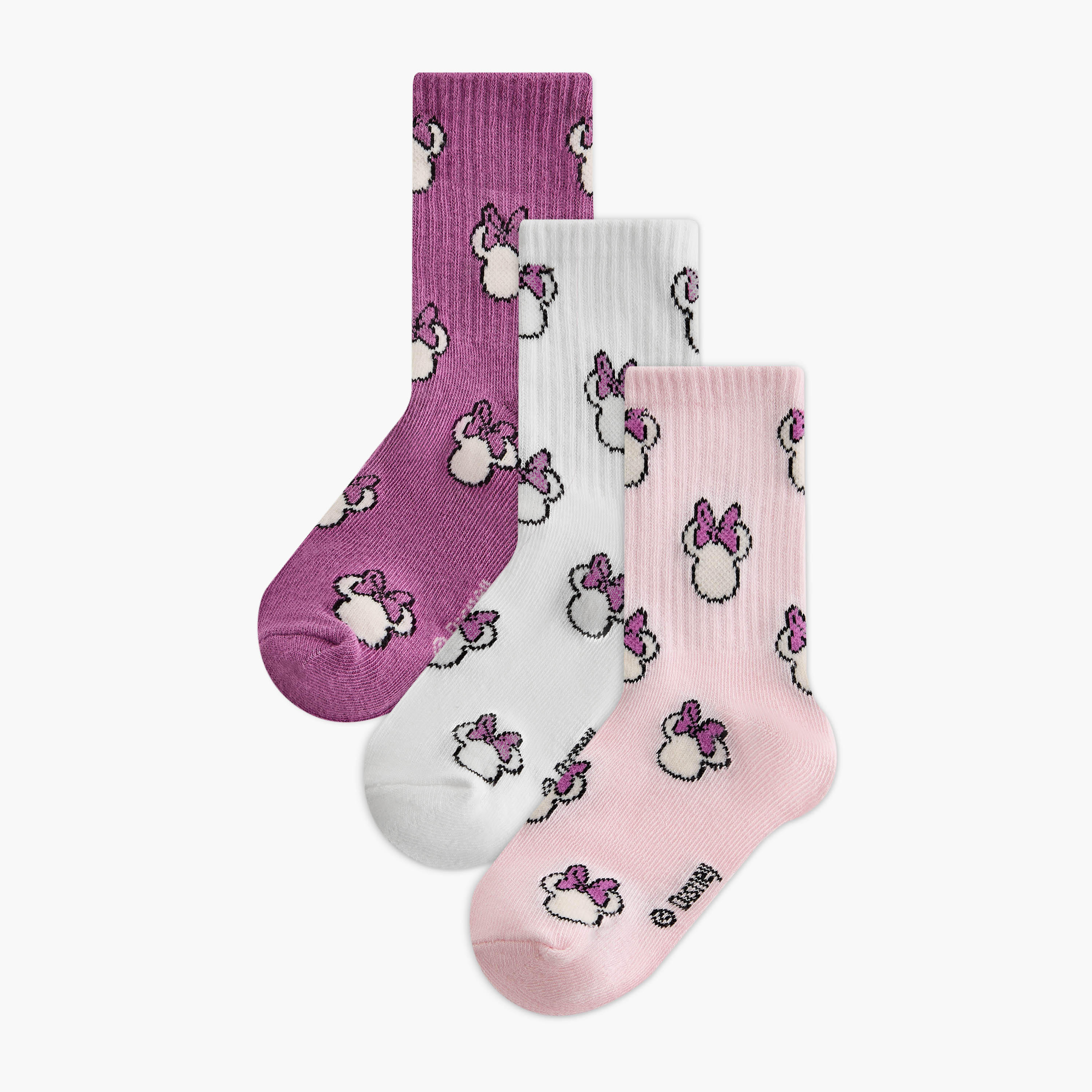 Disney Minnie Mouse Print Ankle Lengh Socks - Set of 3-girls-accessories-socks-image-1