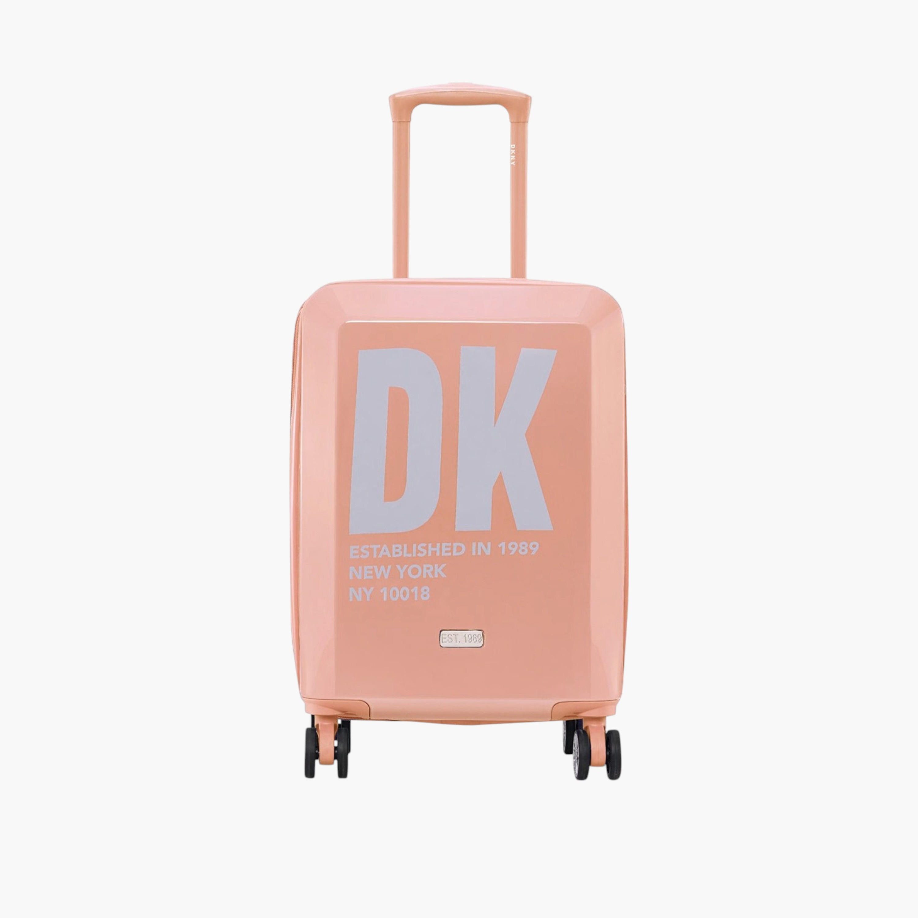 DKNY Logo Print Hardcase Trolley Bag with Retractable Handle-travel-luggagesandbags-luggage-image-1