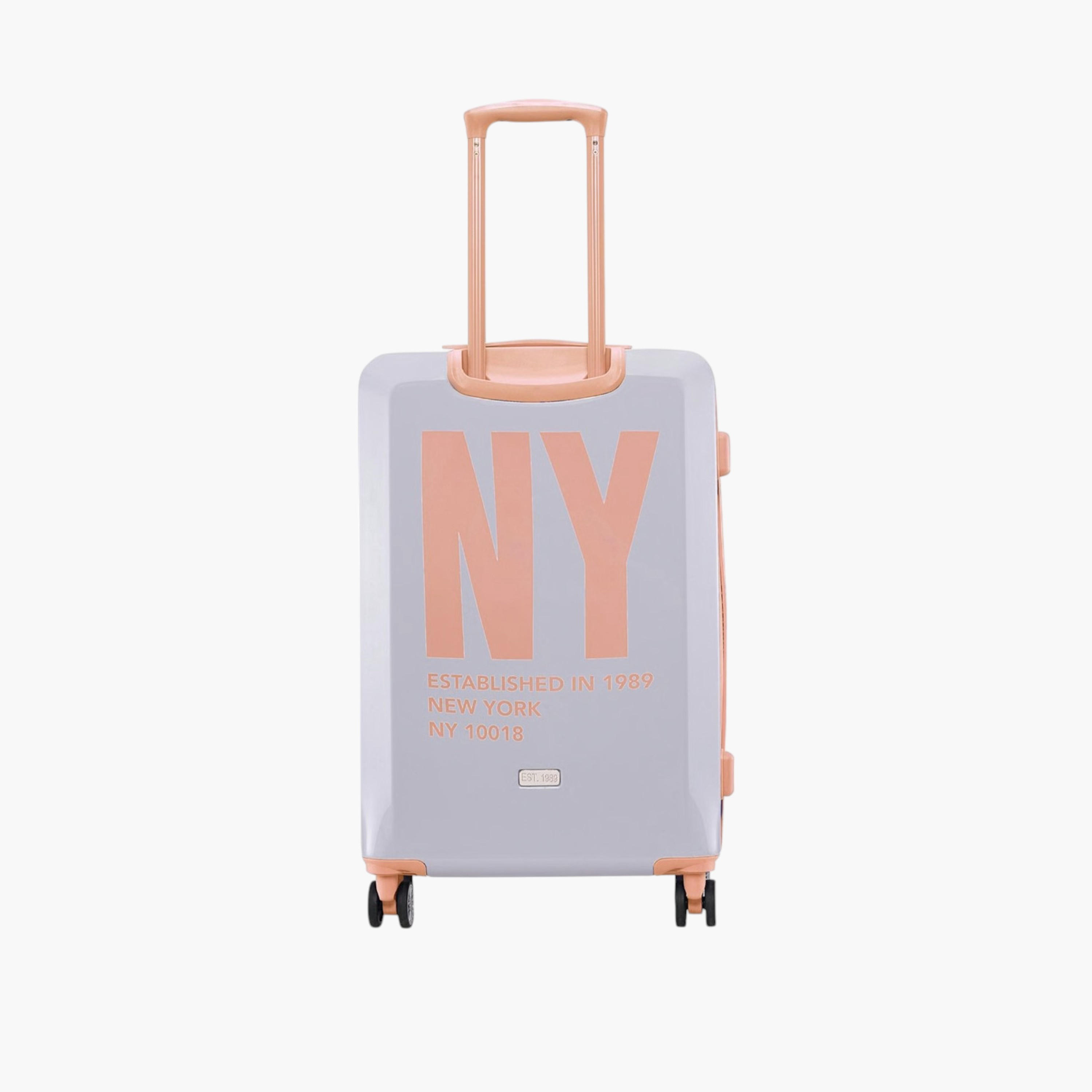 DKNY Logo Print Hardcase Trolley Bag with Retractable Handle-travel-luggagesandbags-luggage-image-4