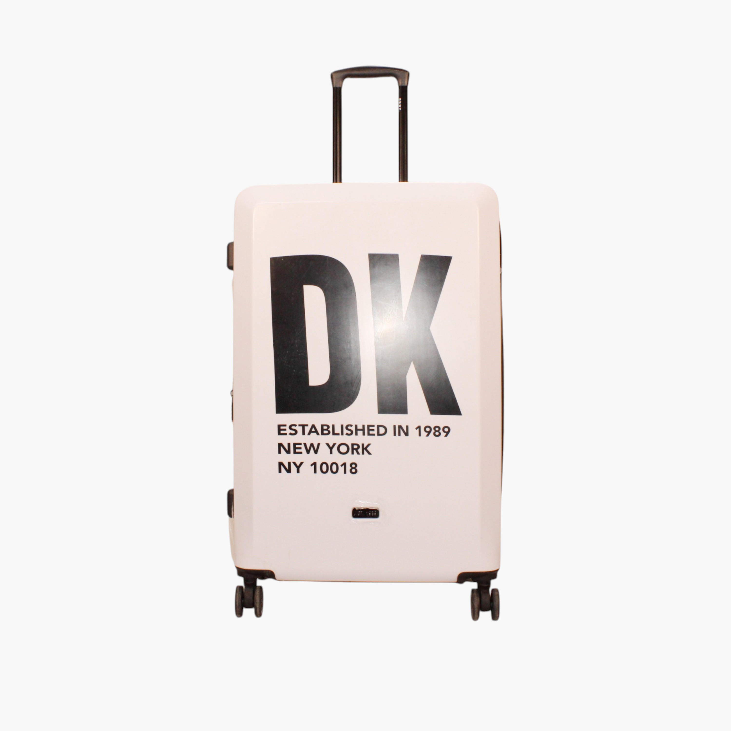 DKNY Logo Print Hardcase Trolley Bag with Retractable Handle-travel-luggagesandbags-luggage-image-1