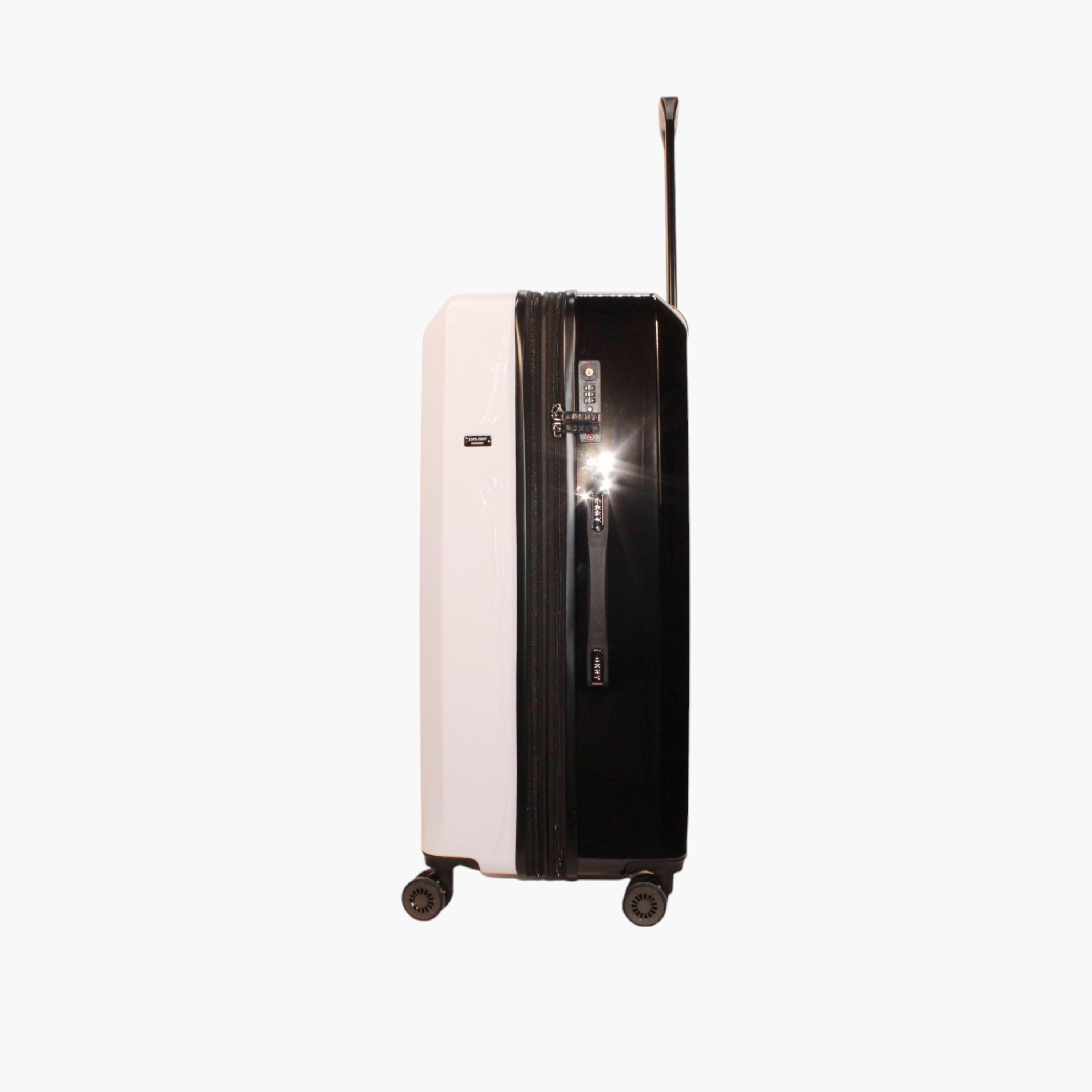 DKNY Logo Print Hardcase Trolley Bag with Retractable Handle-travel-luggagesandbags-luggage-image-3