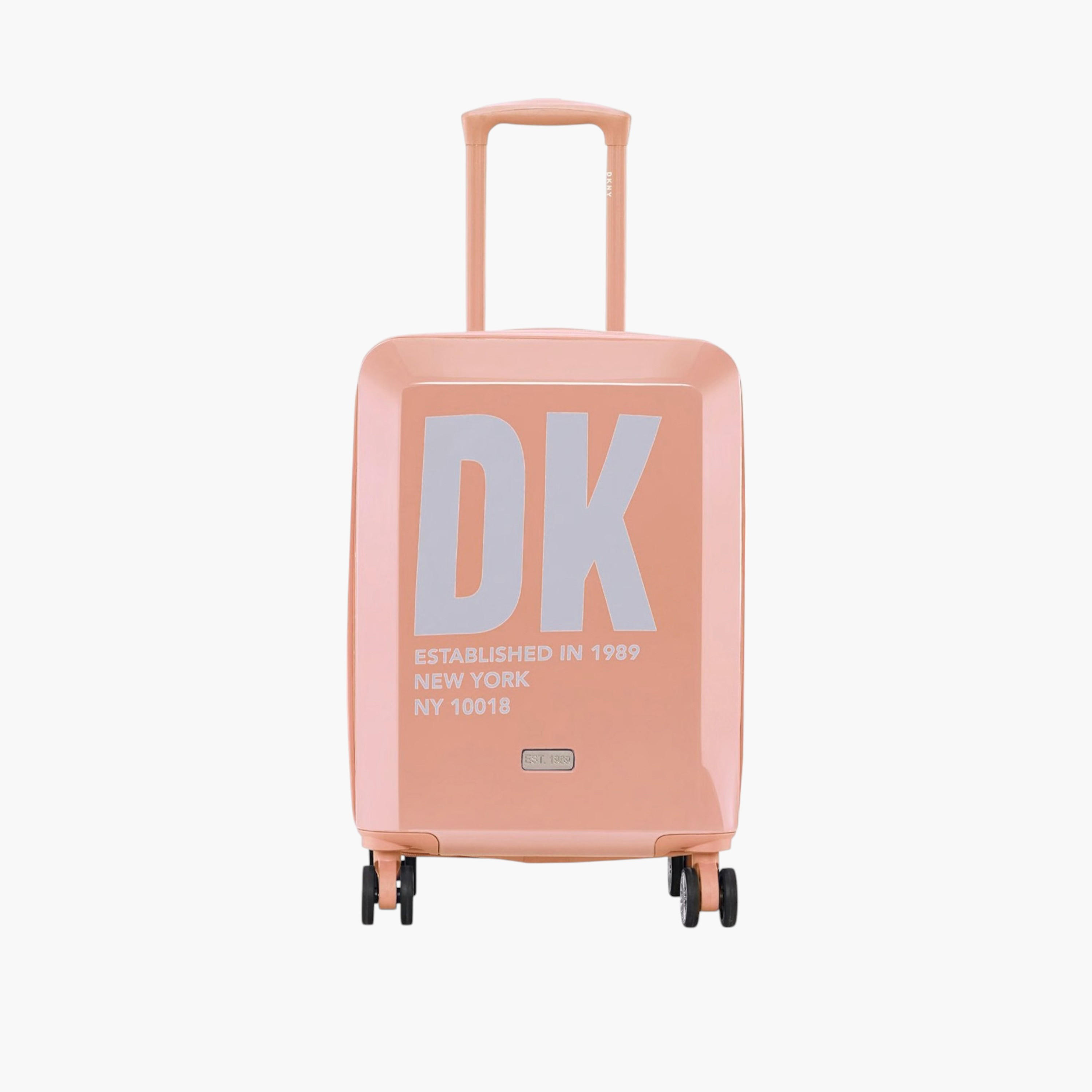 DKNY Logo Print Hardcase Trolley Bag with Retractable Handle-travel-luggagesandbags-luggage-image-1