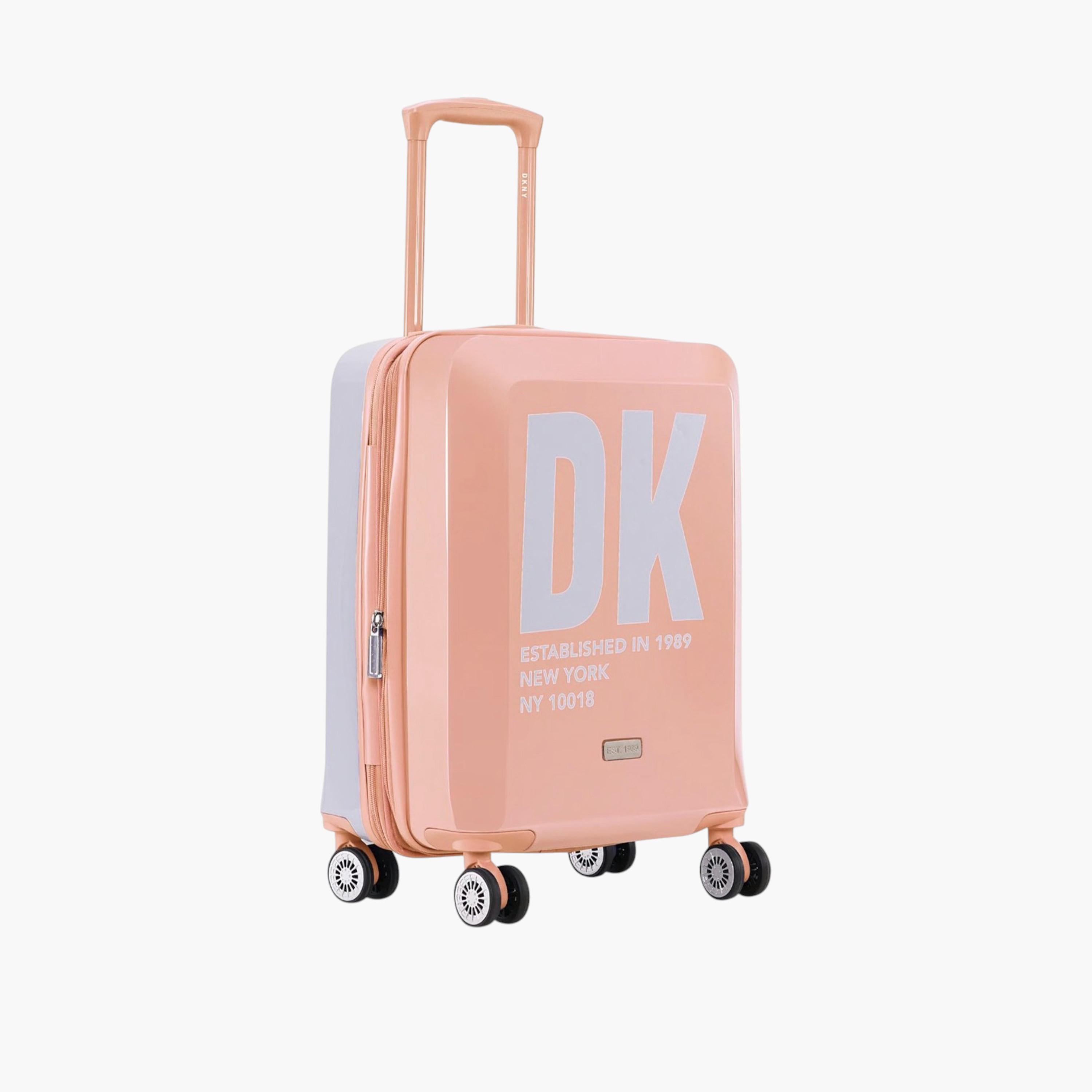 DKNY Logo Print Hardcase Trolley Bag with Retractable Handle-travel-luggagesandbags-luggage-image-4