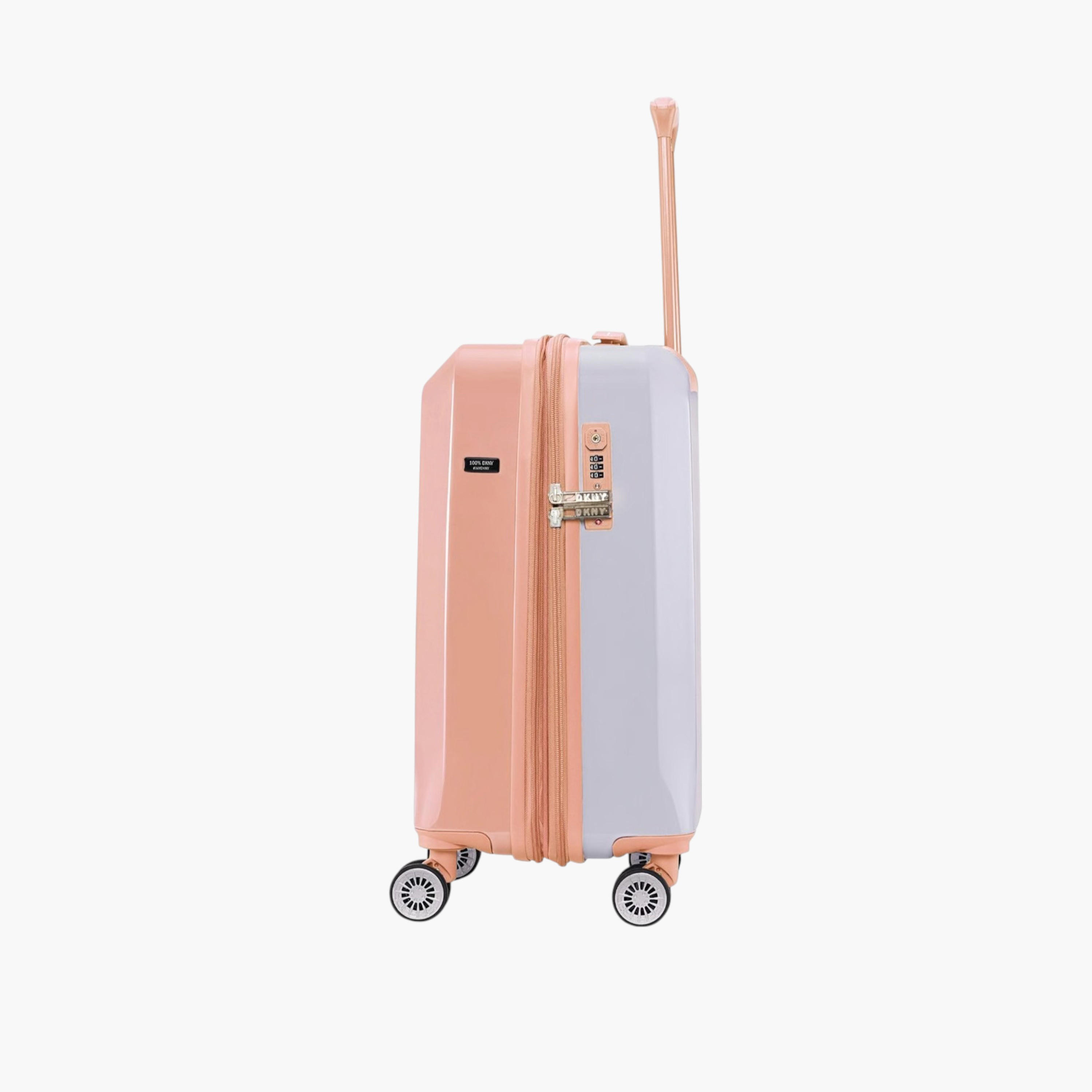 DKNY Logo Print Hardcase Trolley Bag with Retractable Handle-travel-luggagesandbags-luggage-image-3