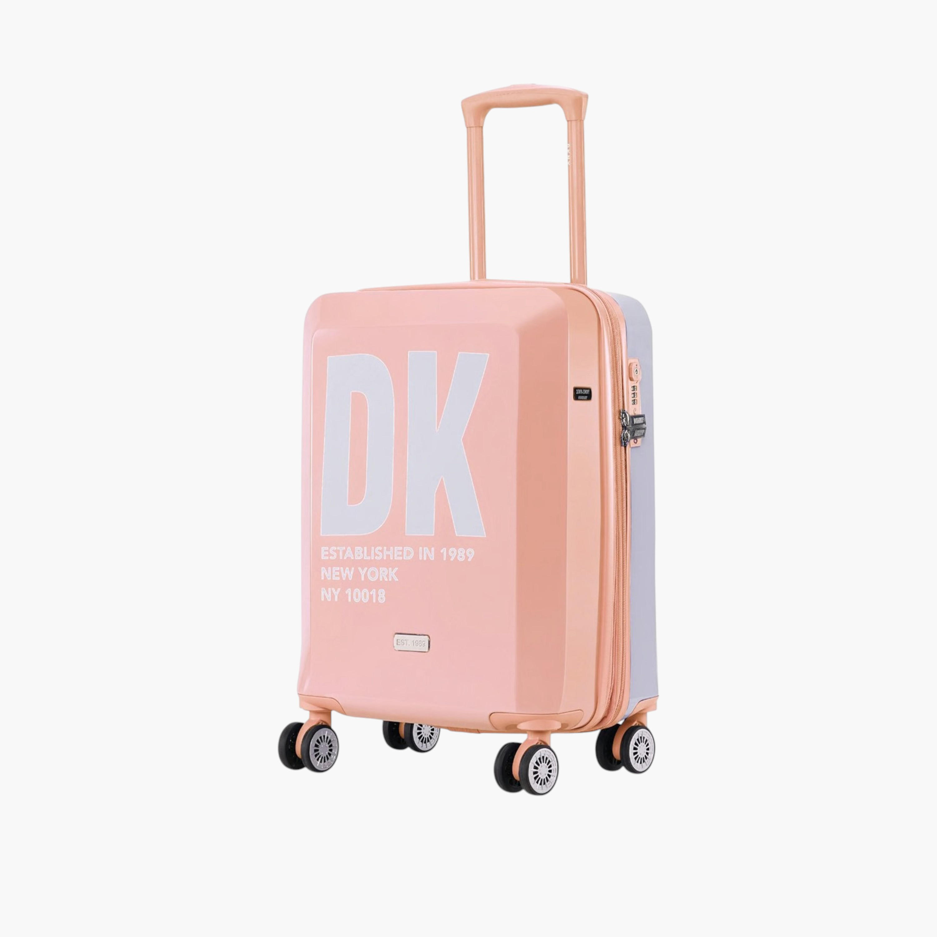 DKNY Logo Print Hardcase Trolley Bag with Retractable Handle-travel-luggagesandbags-luggage-image-6