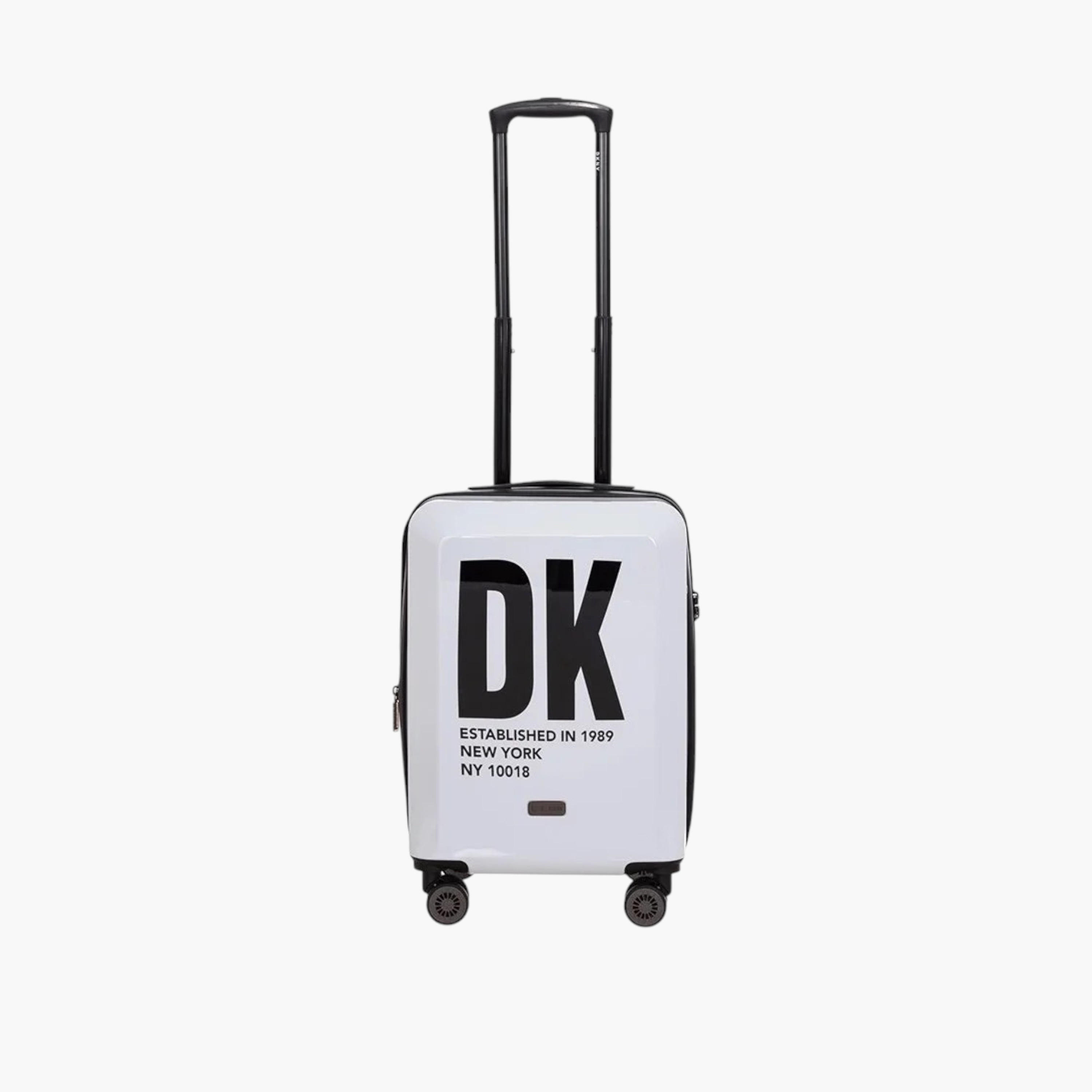 DKNY Logo Print Hardcase Trolley Bag with Retractable Handle-travel-luggagesandbags-luggage-image-1