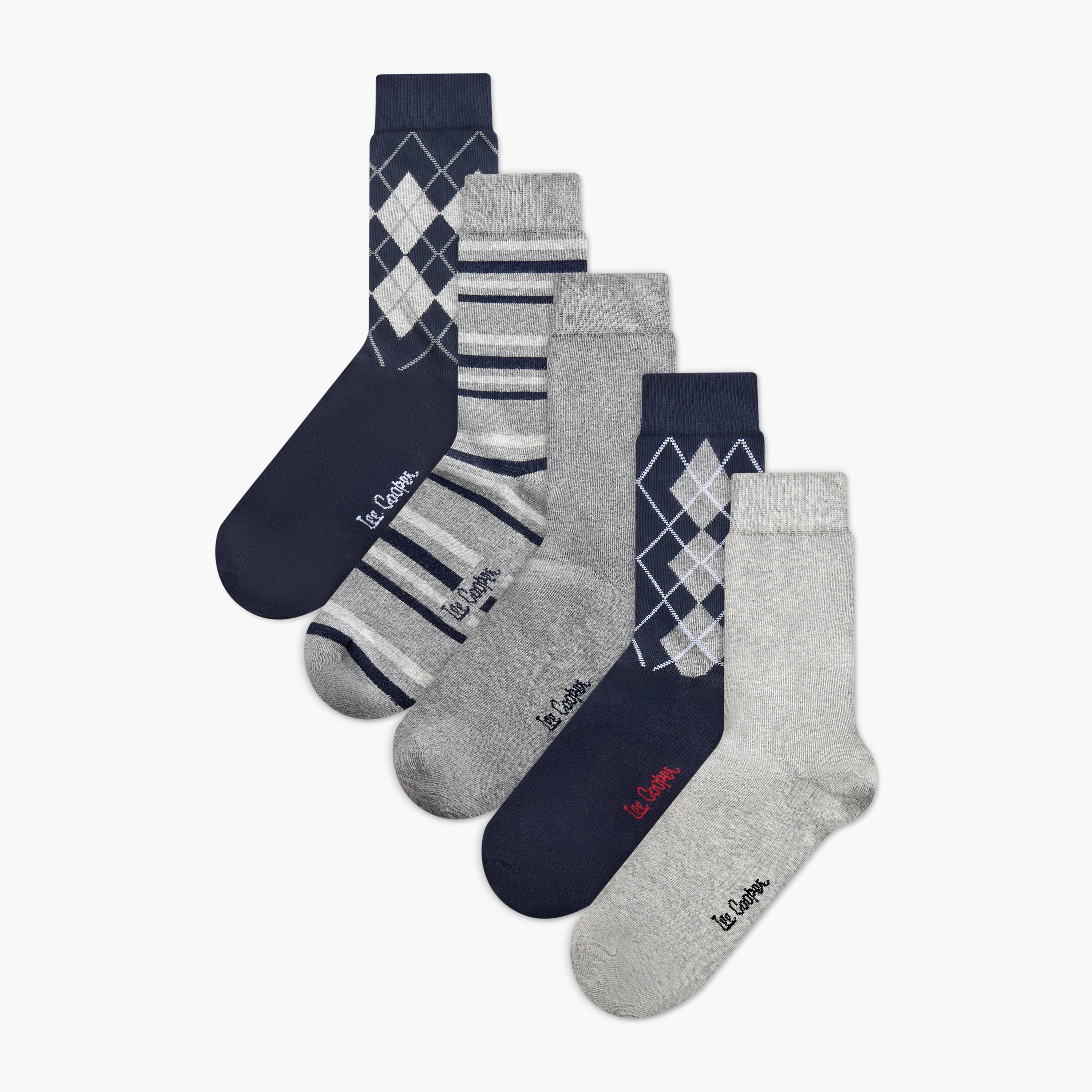 طقم جوارب بدون تيري 5 أزواج متوسطة الطول بطبعات من لي كوبر-men-socks-image-1