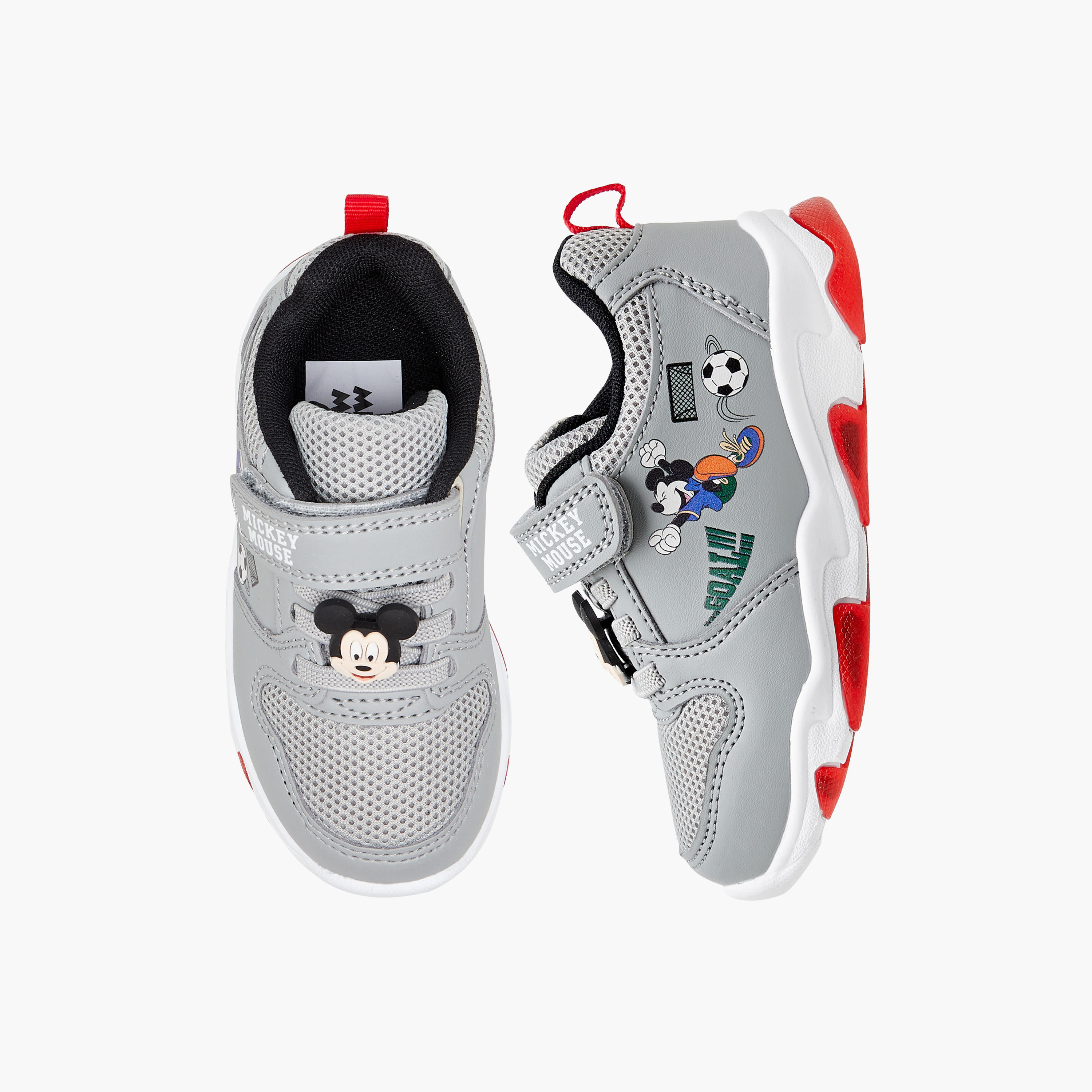 Disney Mickey Mouse Print Light-Up Sneakers with Hook and Loop Closure-boys-shoes-sneakers-image-1