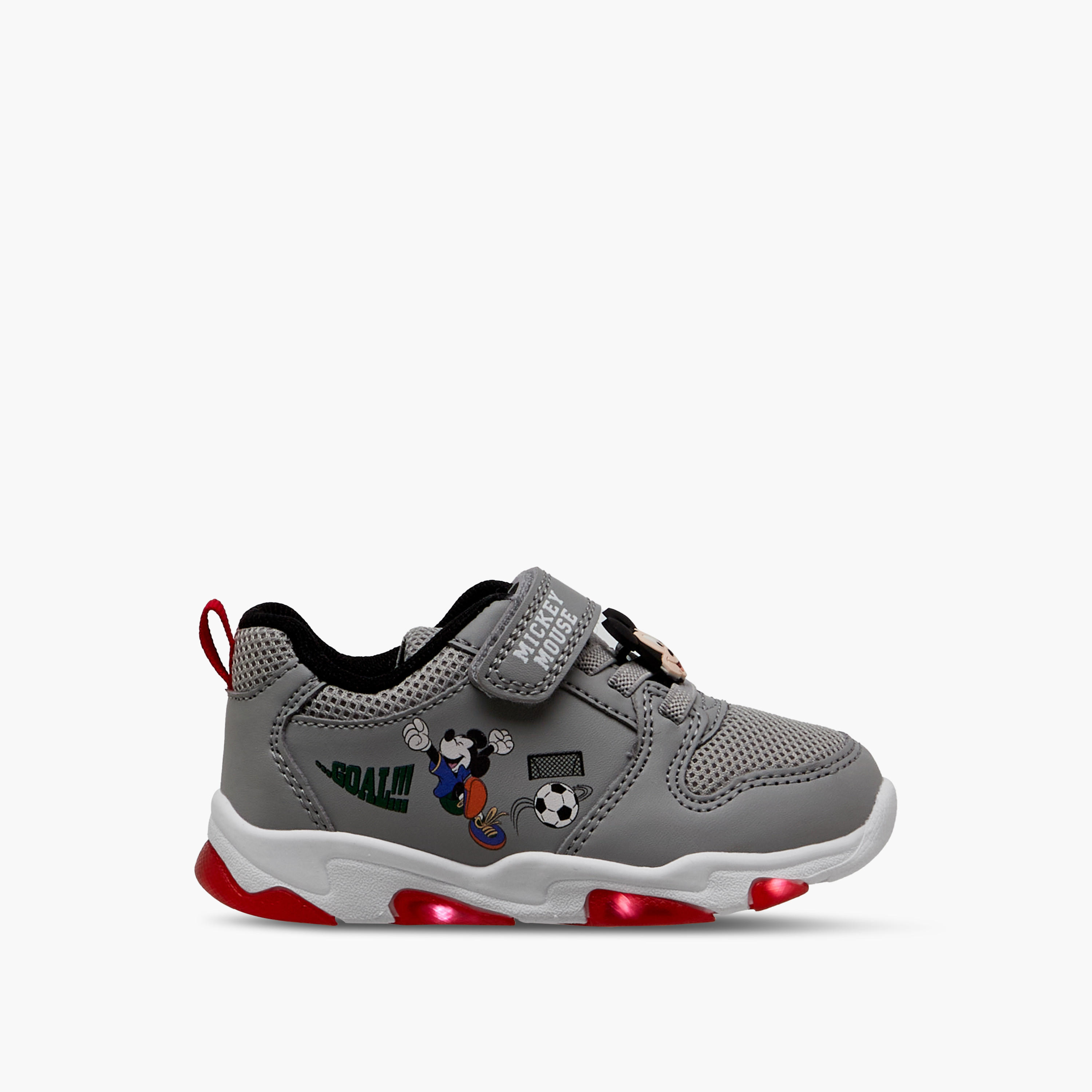 Disney Mickey Mouse Print Light-Up Sneakers with Hook and Loop Closure-boys-shoes-sneakers-image-4