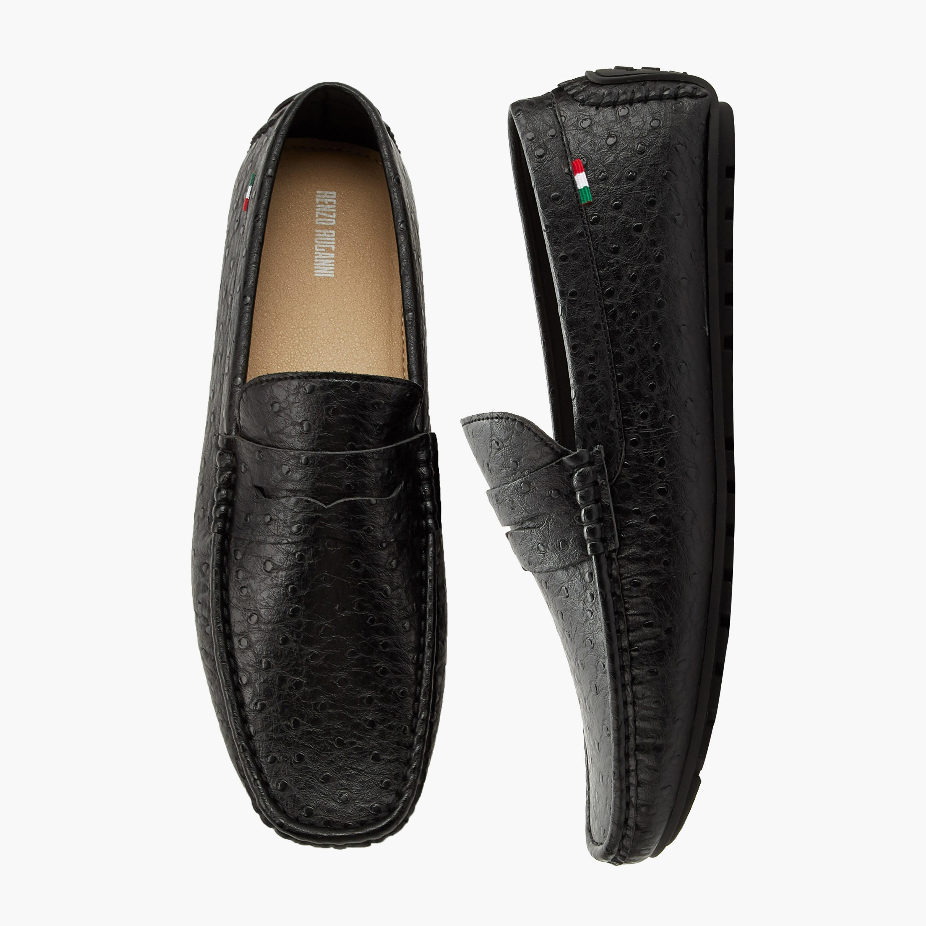 Renzo Ruganni Men Textured Slip-On Moccasins-men-shoes-loafersandmoccasins-image-1