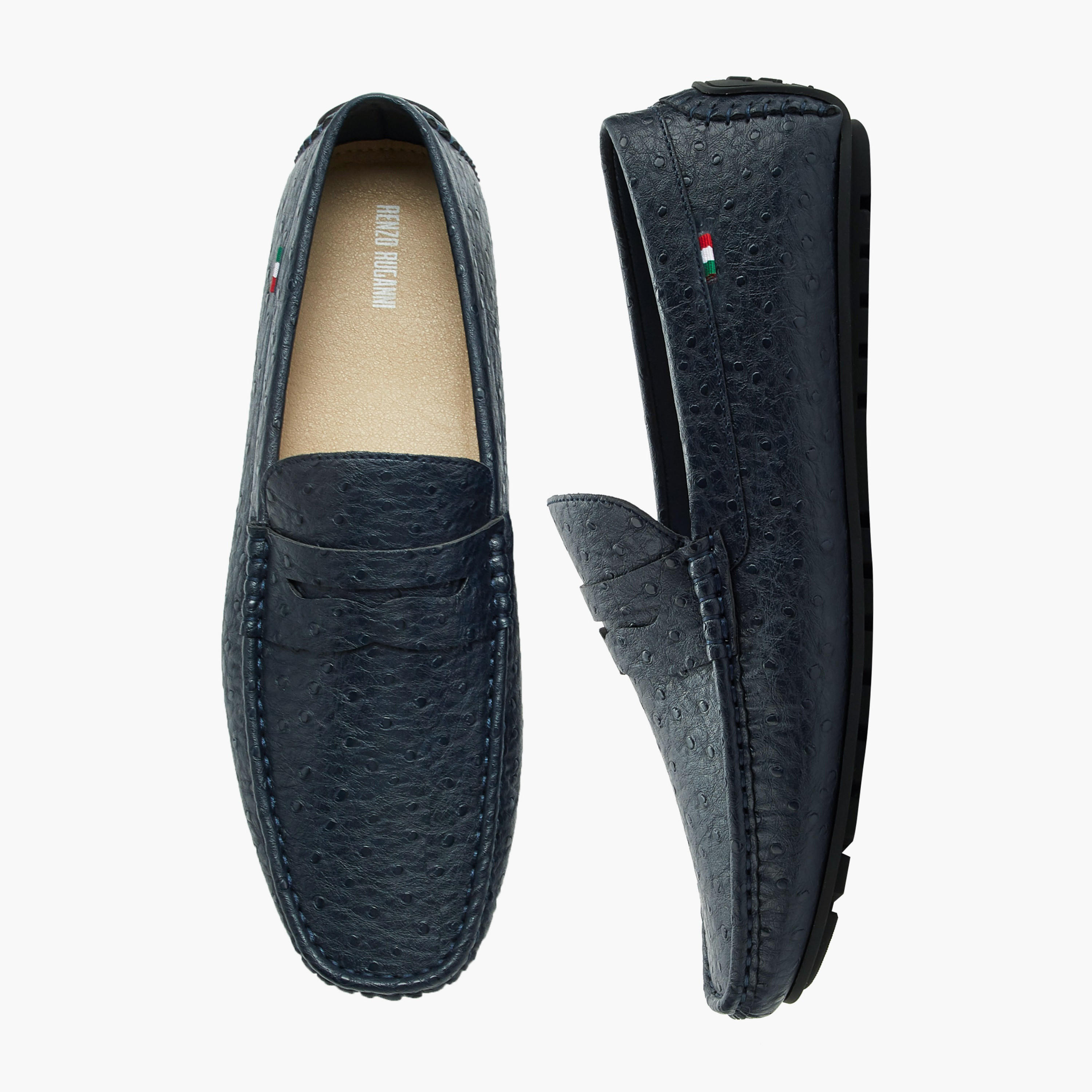 Renzo Ruganni Men Textured Slip-On Moccasins-men-shoes-loafersandmoccasins-image-1