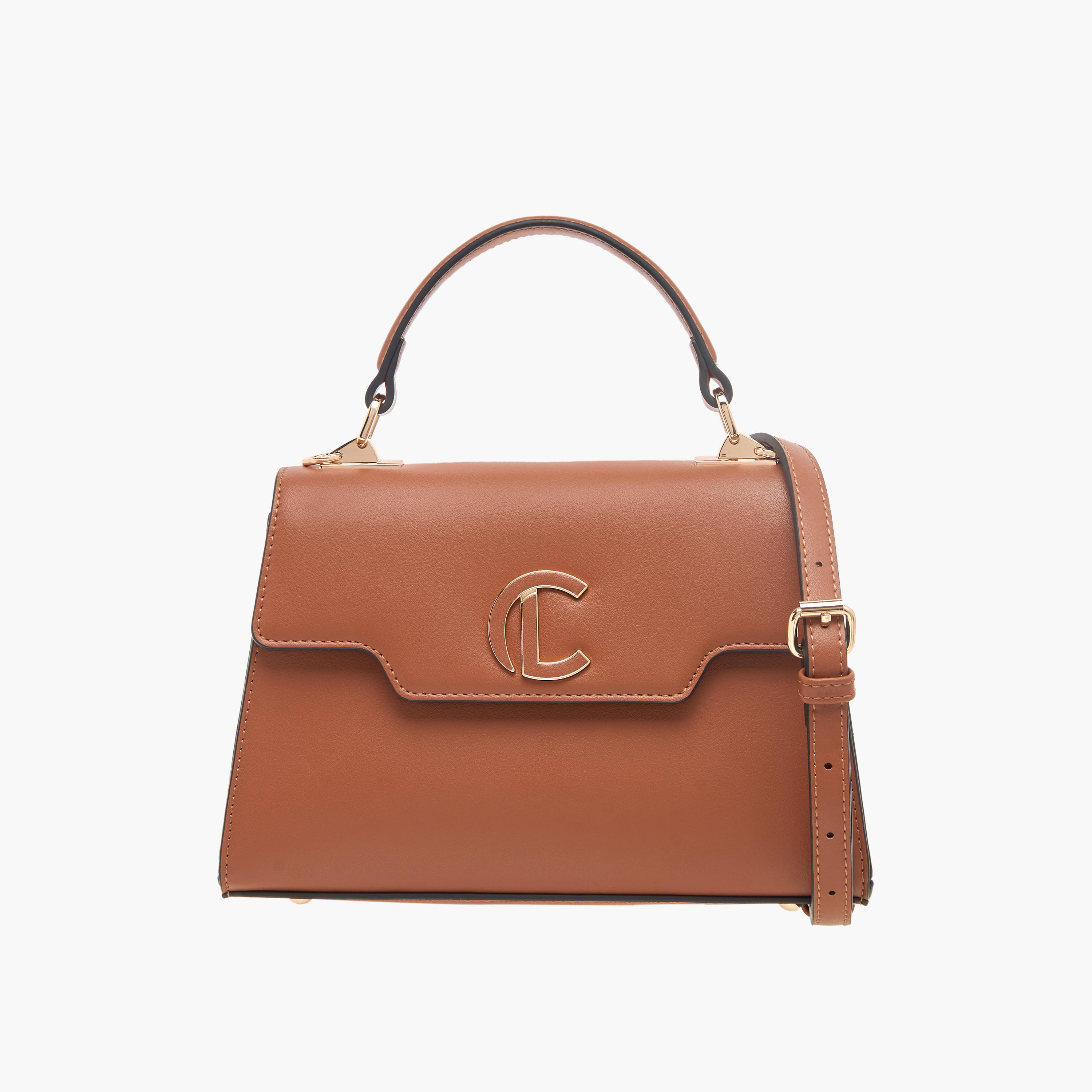 شنطة ساتشيل بنقوش شعار وحزام قابل للتعديل من لو كونفرت-women-bagsandwallets-handbags-image-1