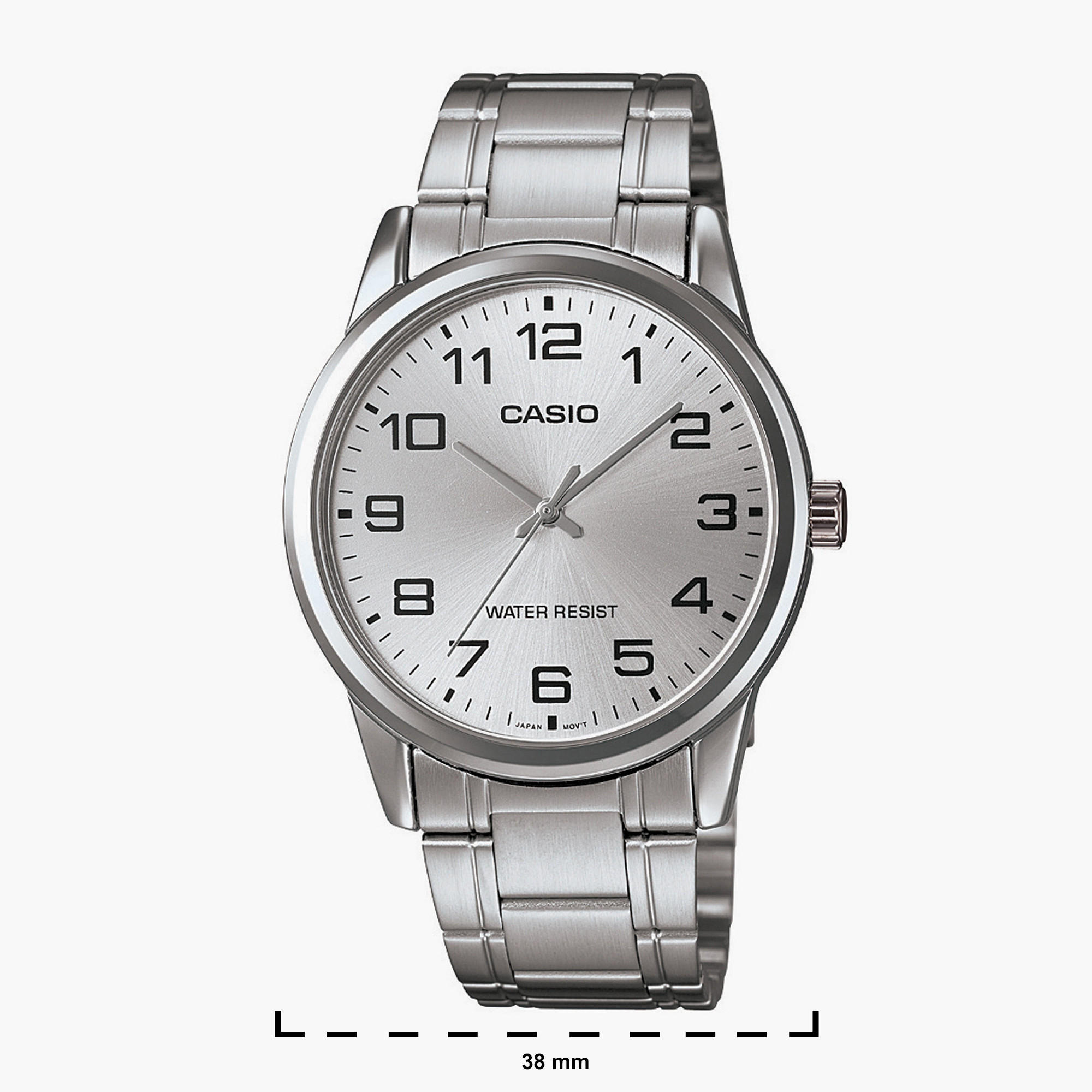 Casio Men's Silver Analog Metal Strap Watch MTP-V001D-7BUDF | 38 MM-men-watchesandjewellery-watches-image-2
