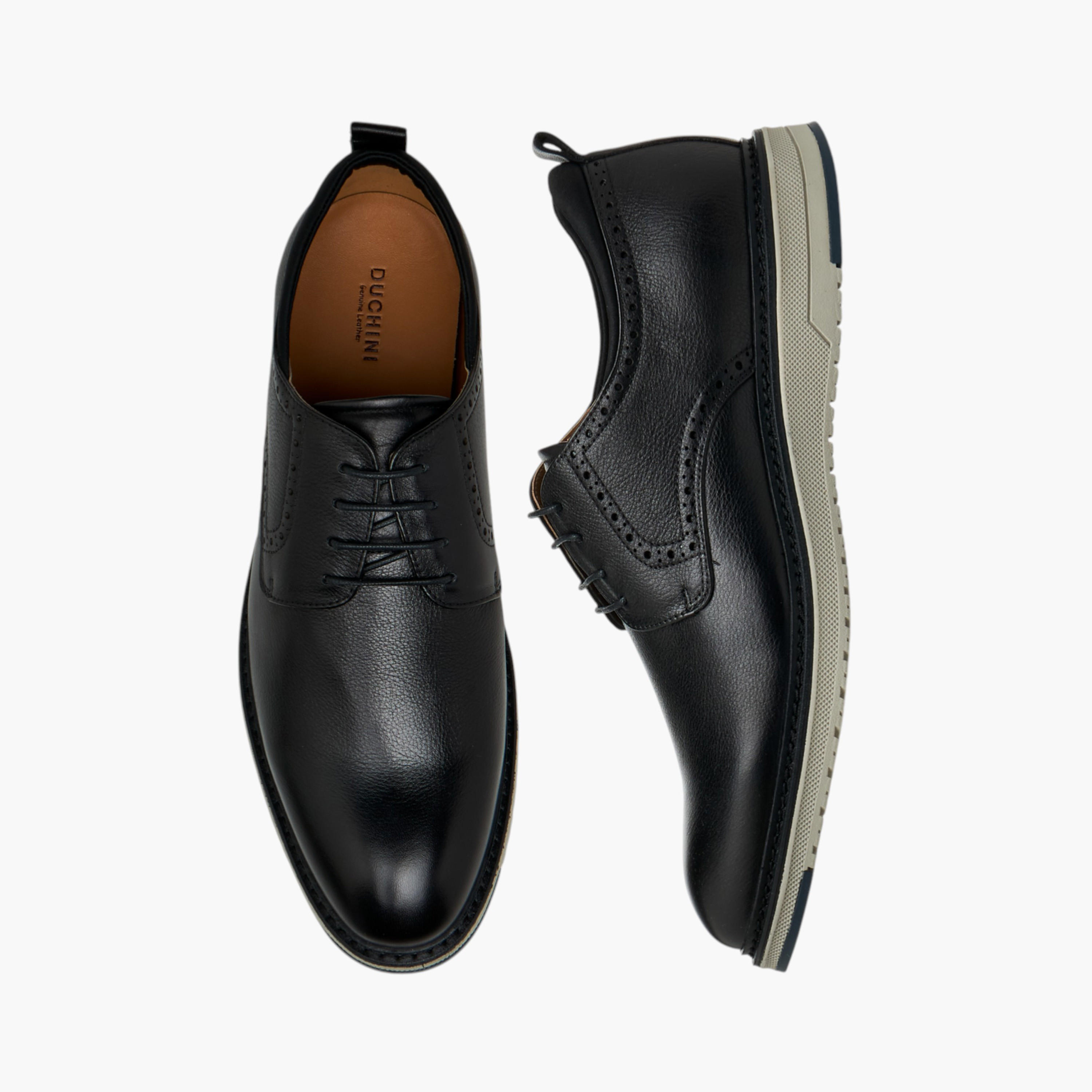 Duchini Men's Leather Solid Lace-Up Sneakers-men-shoes-sneakers-image-1