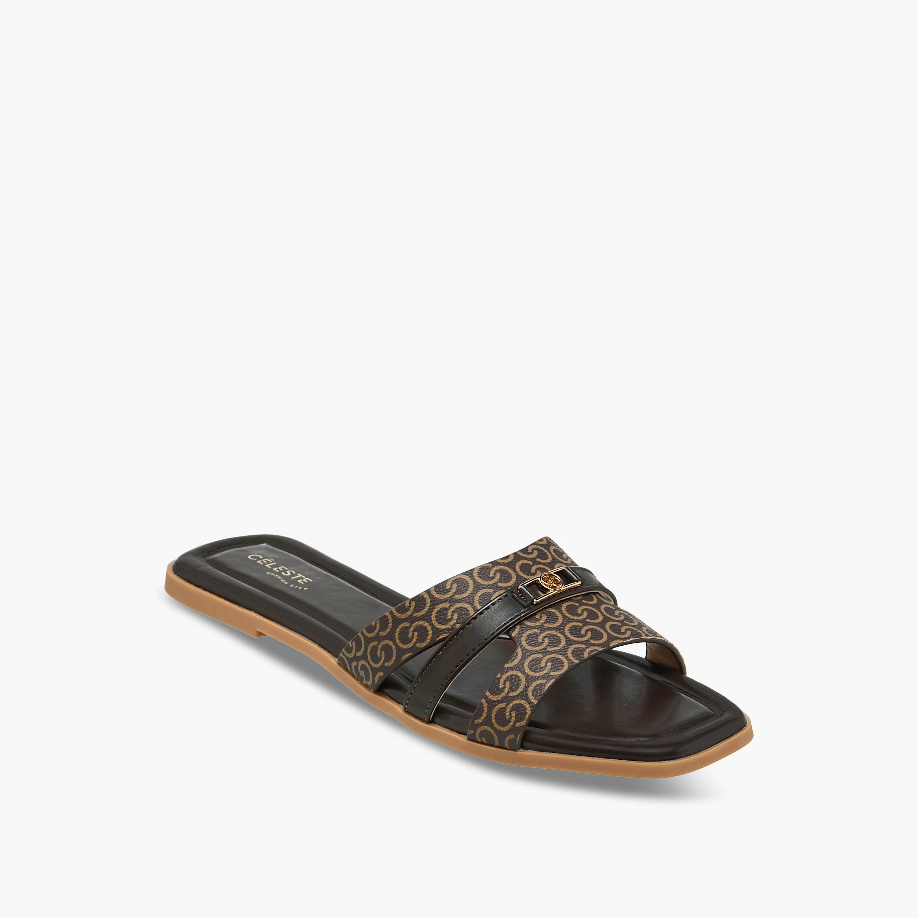 Celeste Women Monogram Print Flat Sandals-women-shoes-flats-sandals-image-2