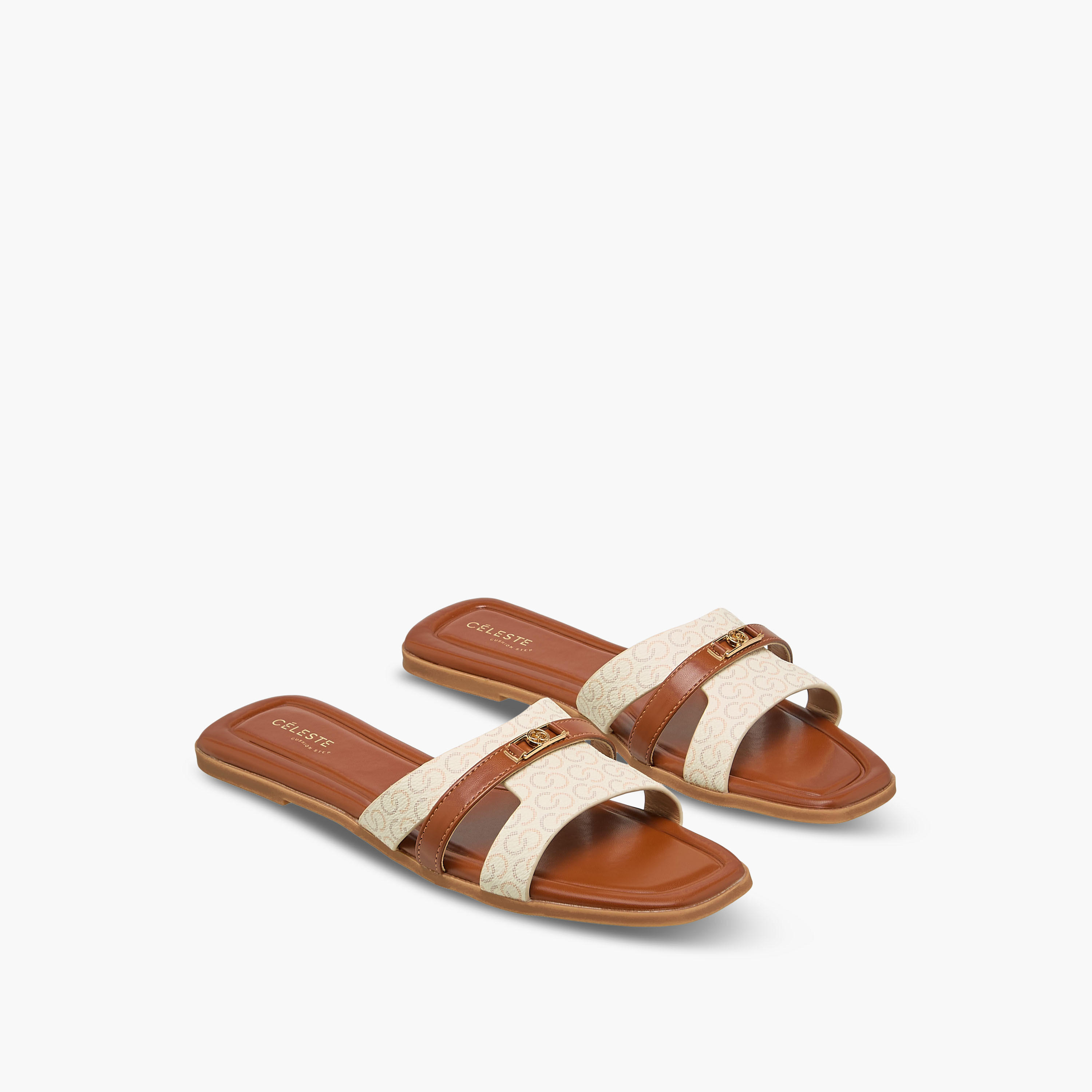 Celeste Women Monogram Print Flat Sandals-women-shoes-flats-sandals-image-1