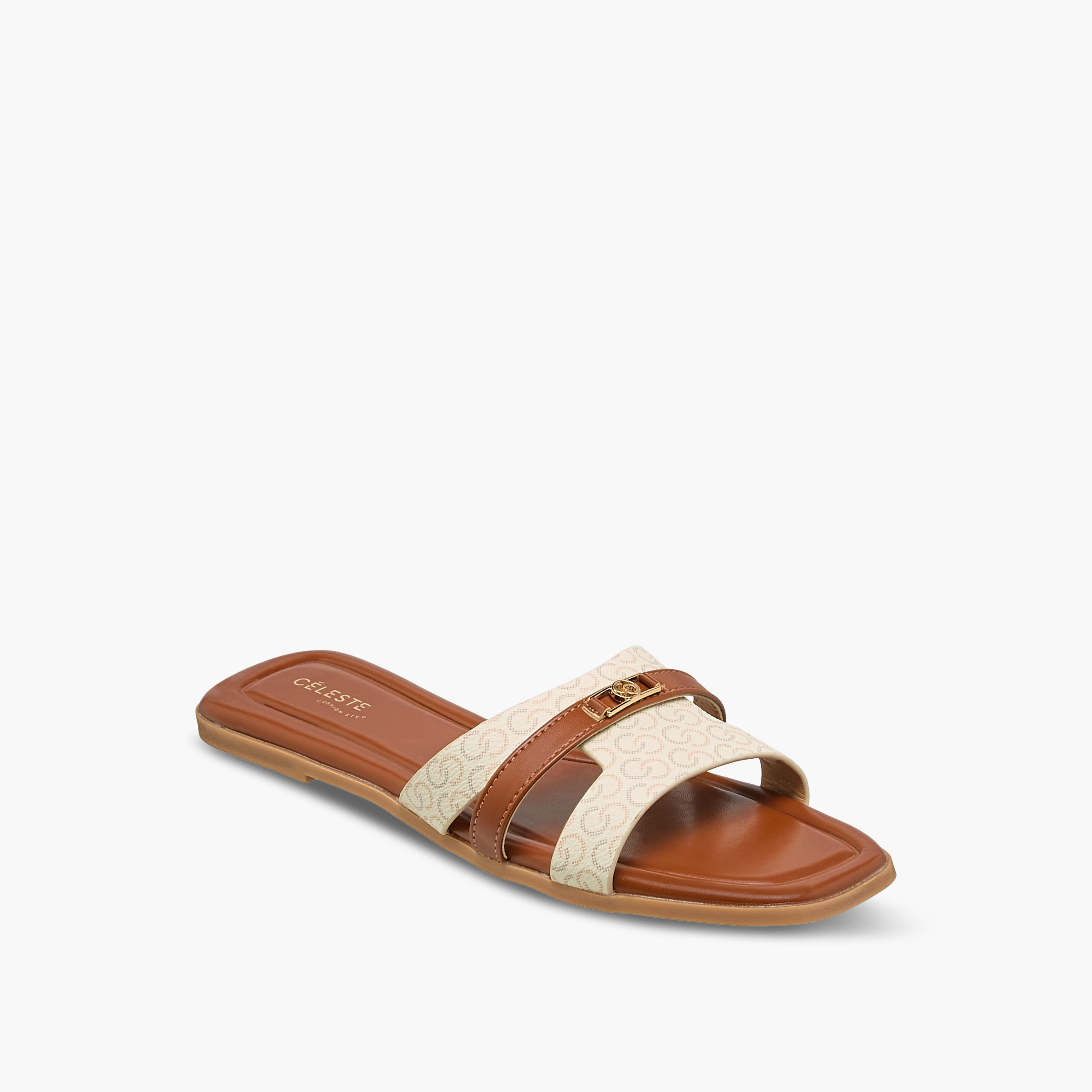 Celeste Women Monogram Print Flat Sandals-women-shoes-flats-sandals-image-2