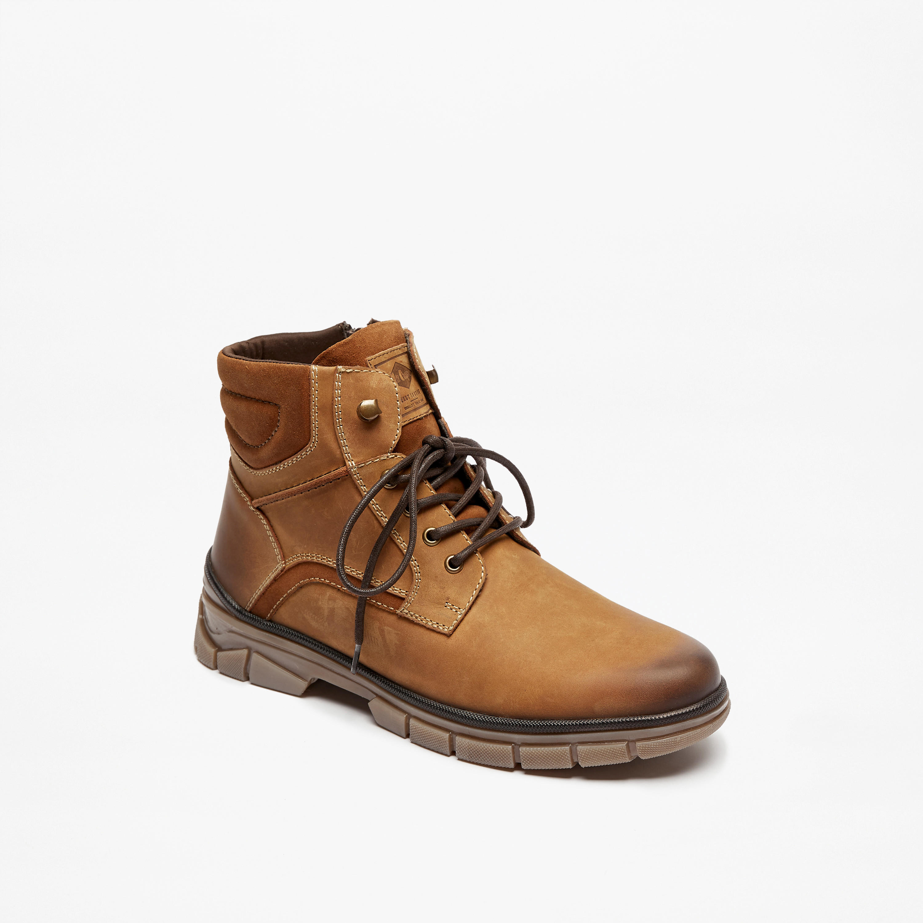 Lee Cooper Men's Textured Boots with Zip Closure-men-shoes-boots-image-1