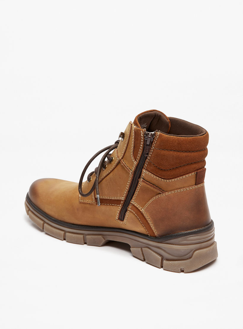 Lee Cooper Men's Textured Boots with Zip Closure-men-shoes-boots-image-2