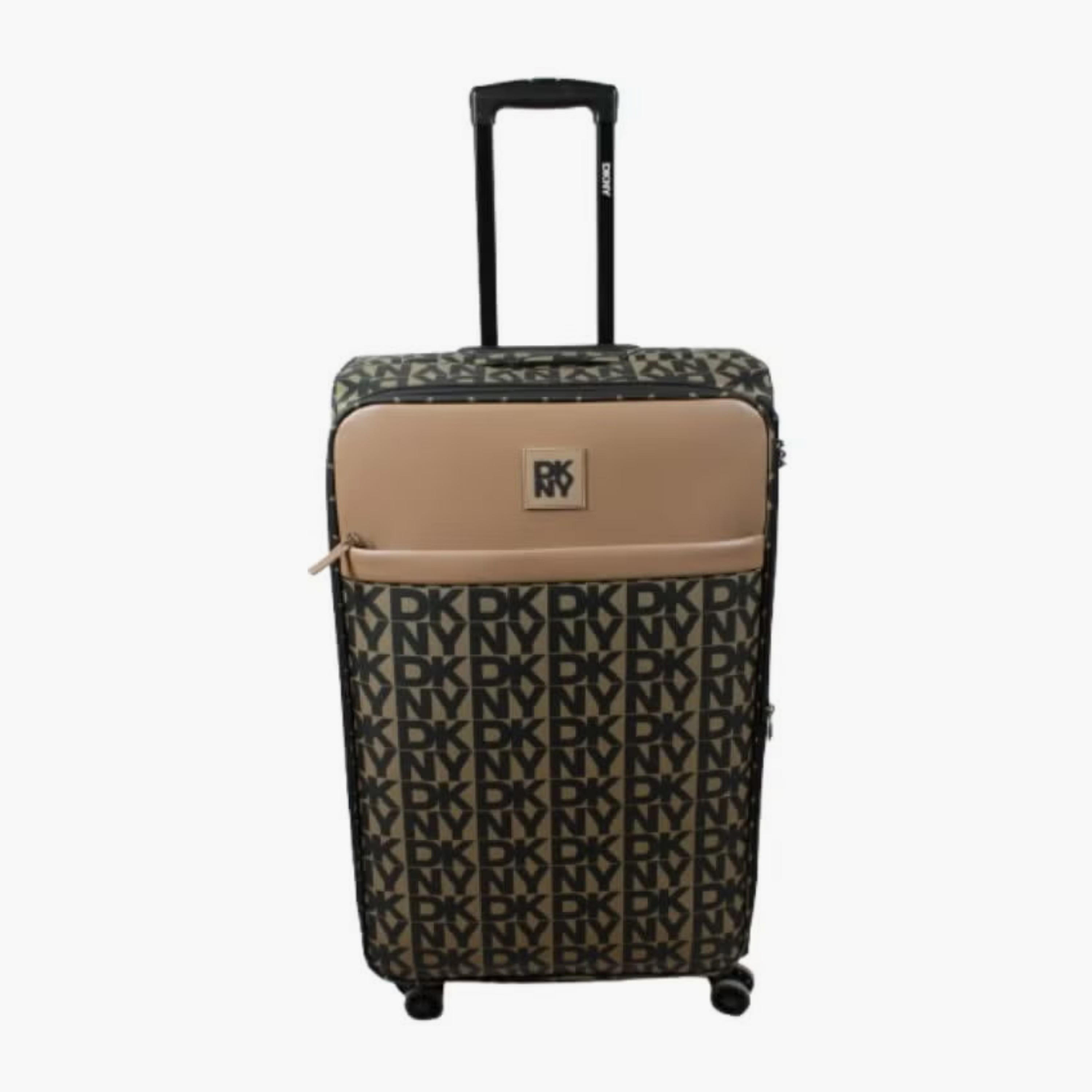 DKNY Monogram Print Softcase Luggage Trolley with Retractable Handle - 24 inches Check-in Bag-travel-luggagesandbags-luggage-image-1