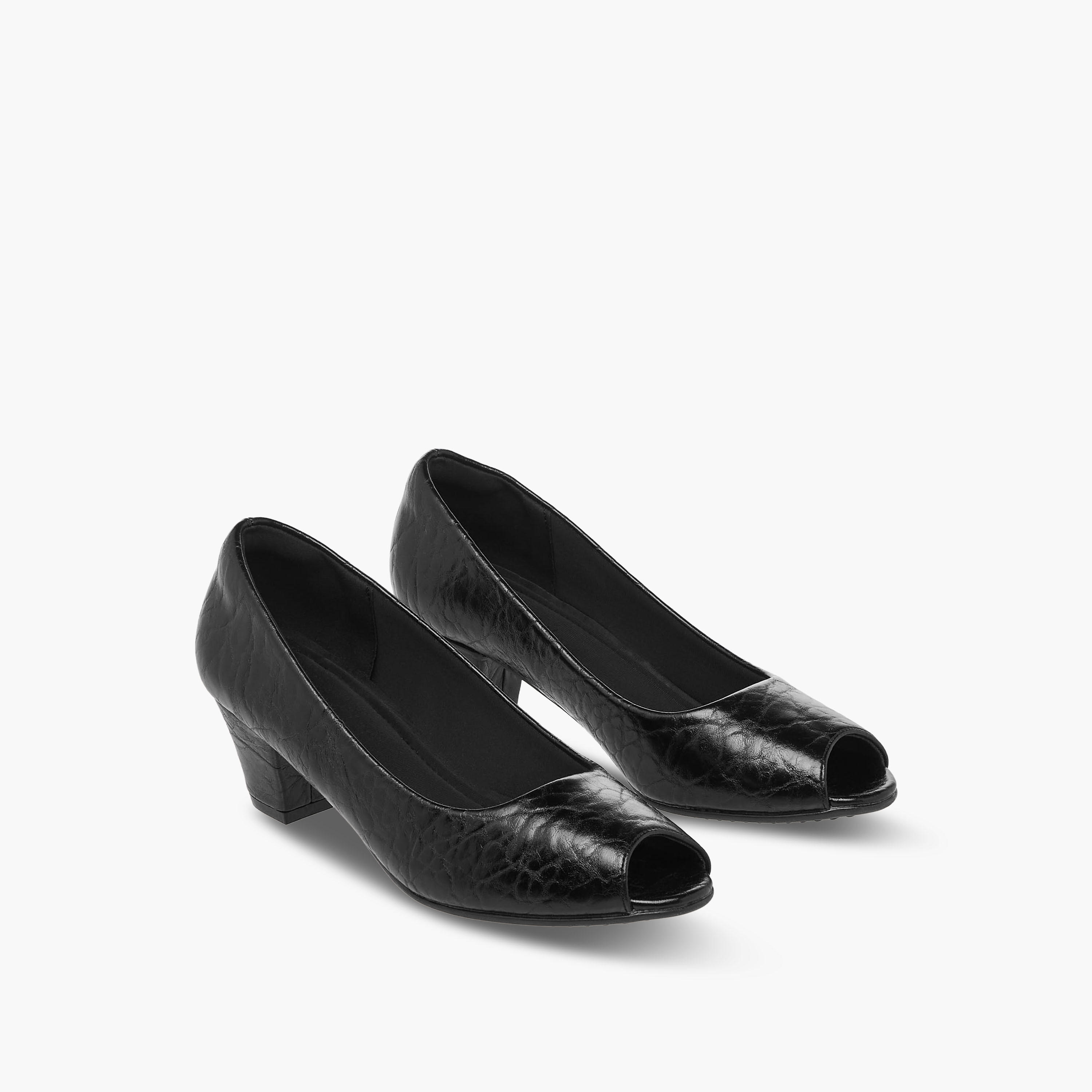 Le Confort Women Textured Slip-On Block Heel Shoes-women-shoes-heels-image-1