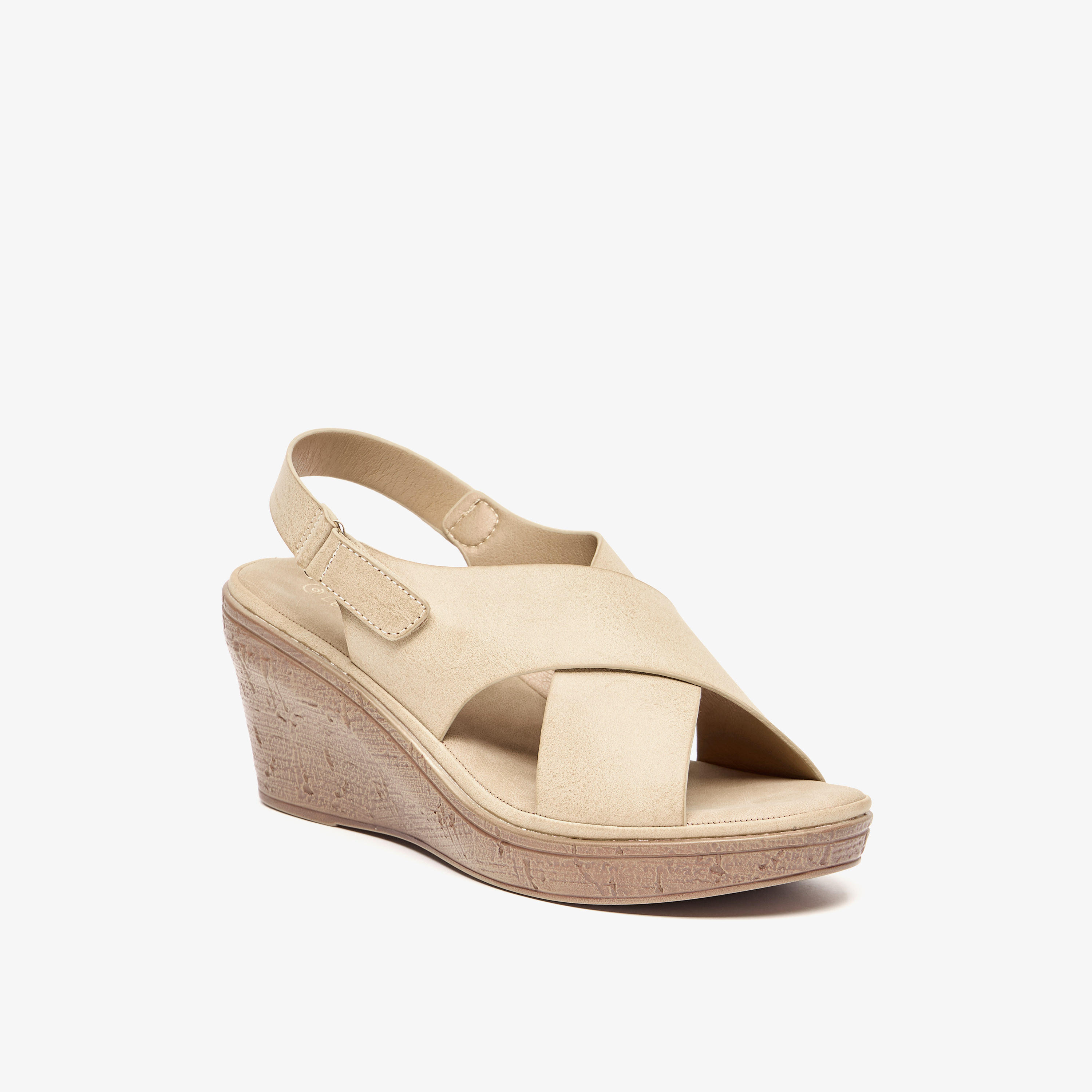 صندل سهل الارتداء سادة بشريط إغلاق لاصق من لو كونفورت-women-shoes-sandals-heeled-image-1