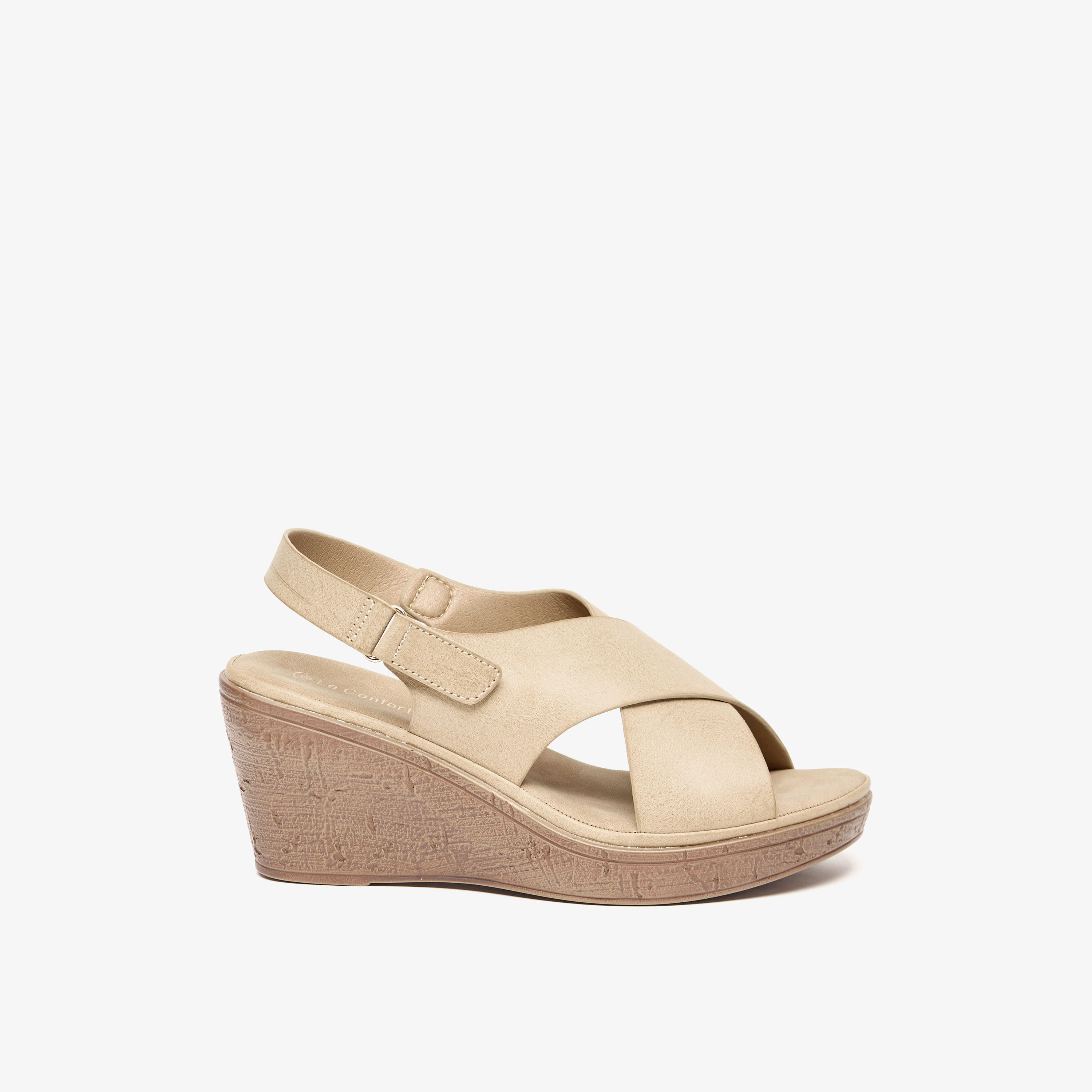 صندل سهل الارتداء سادة بشريط إغلاق لاصق من لو كونفورت-women-shoes-sandals-heeled-image-3