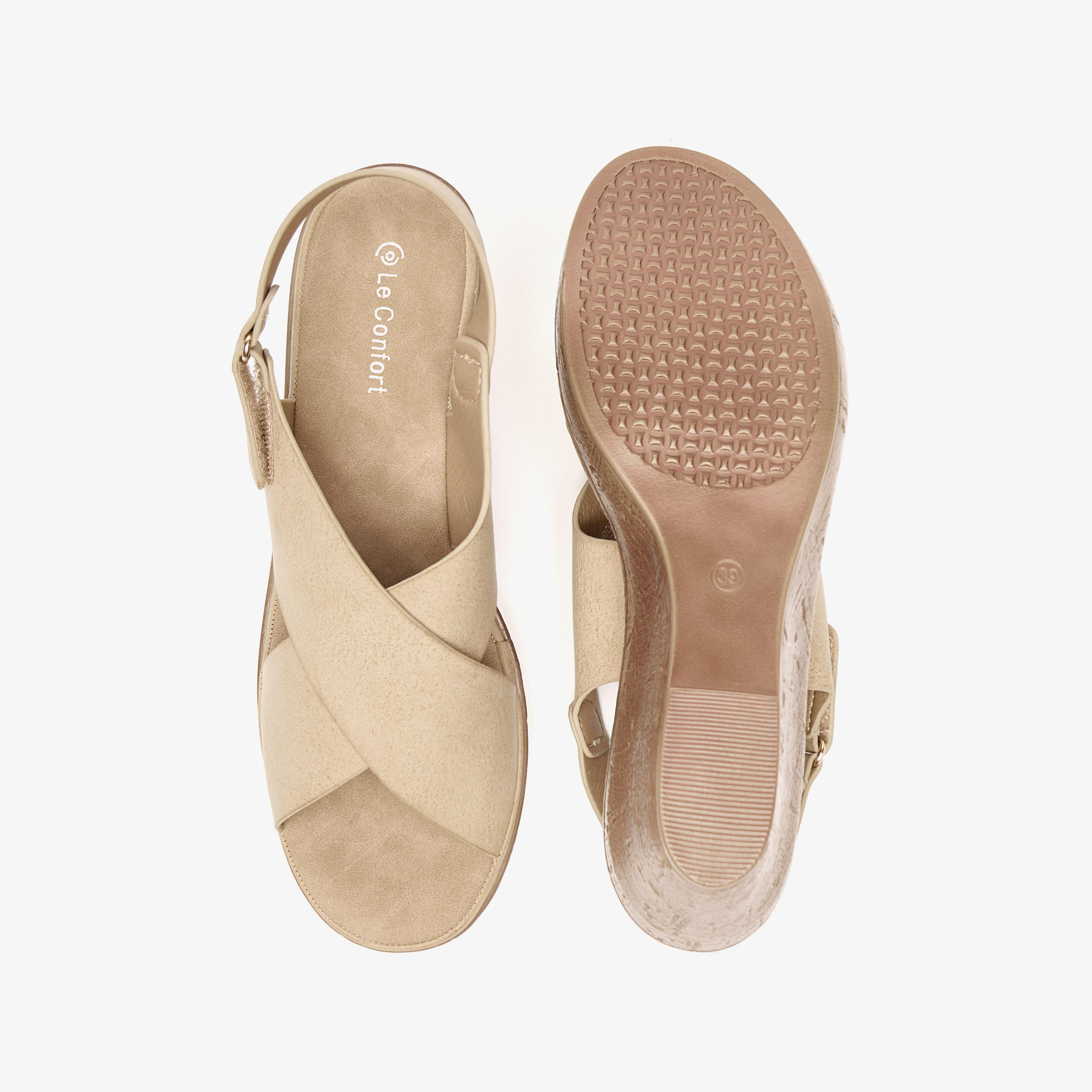 صندل سهل الارتداء سادة بشريط إغلاق لاصق من لو كونفورت-women-shoes-sandals-heeled-image-4