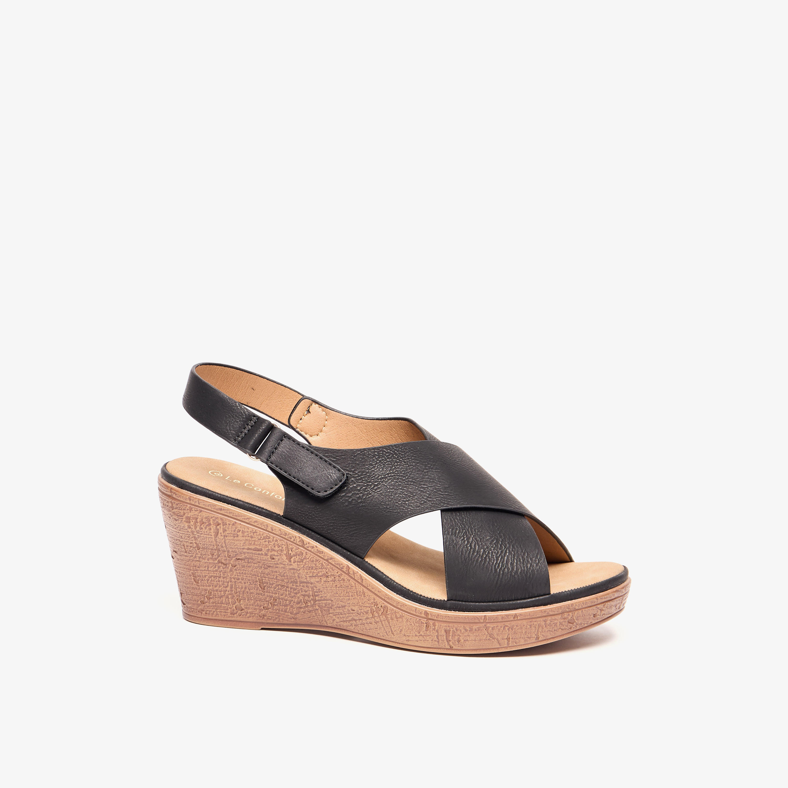 صندل سهل الارتداء سادة بشريط إغلاق لاصق من لو كونفورت-women-shoes-sandals-heeled-image-3