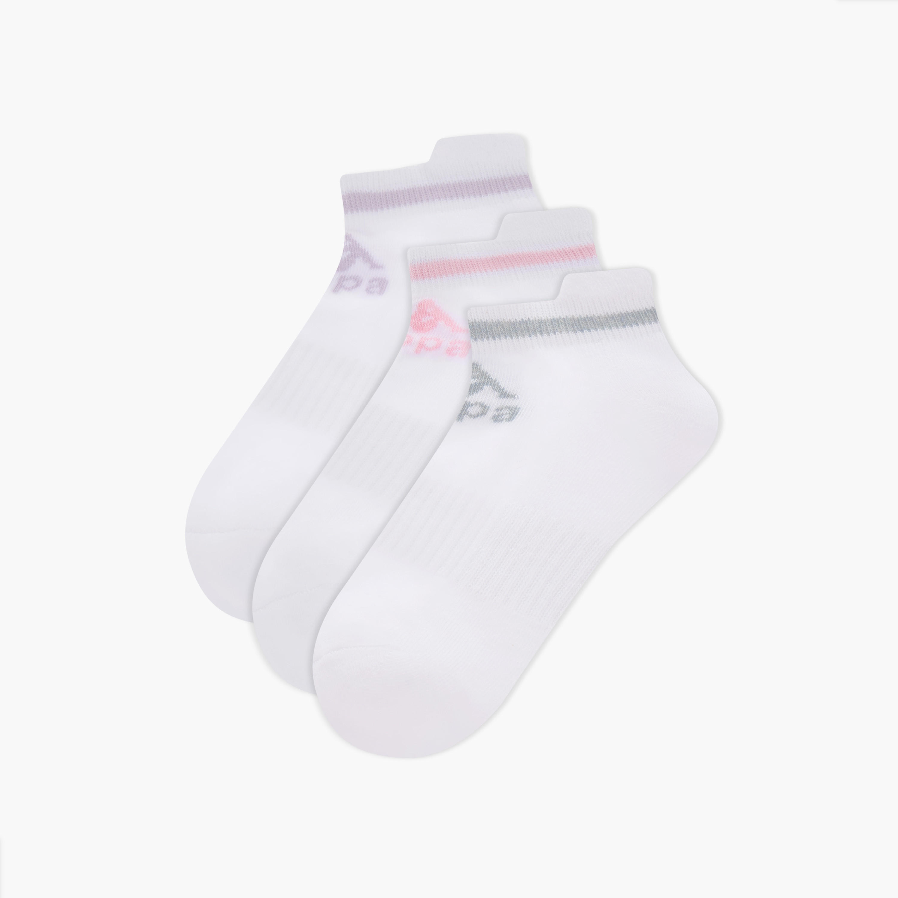 Kappa Logo Print Ankle Length Cushioned Socks - Set of 3-girls-accessories-socks-image-1